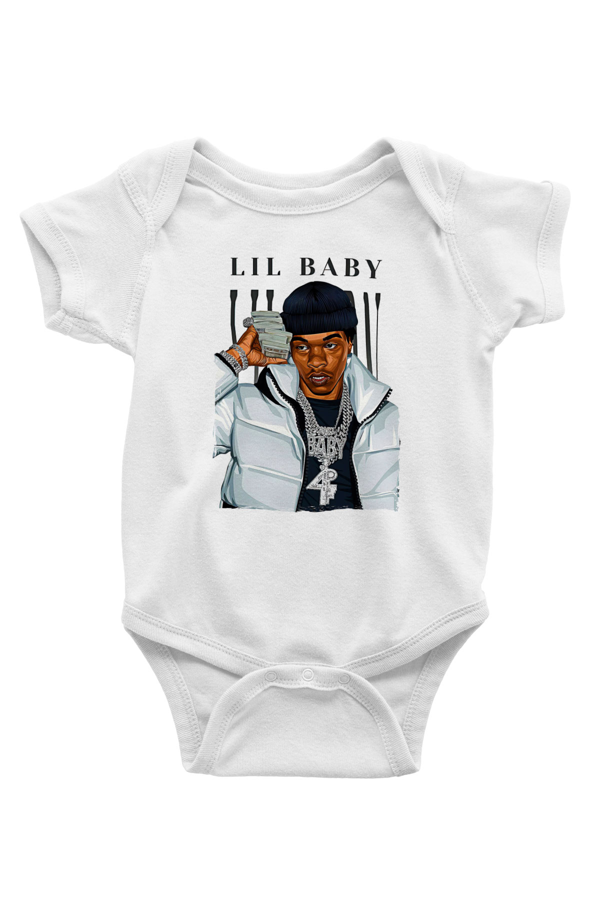 Lil Baby Baskılı Beyaz Unisex Bebek Body - Zıbın