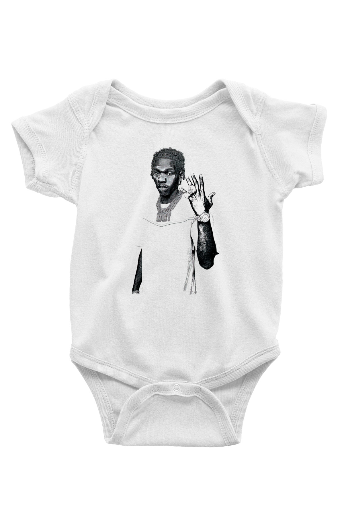Lil Baby Baskılı Beyaz Unisex Bebek Body - Zıbın