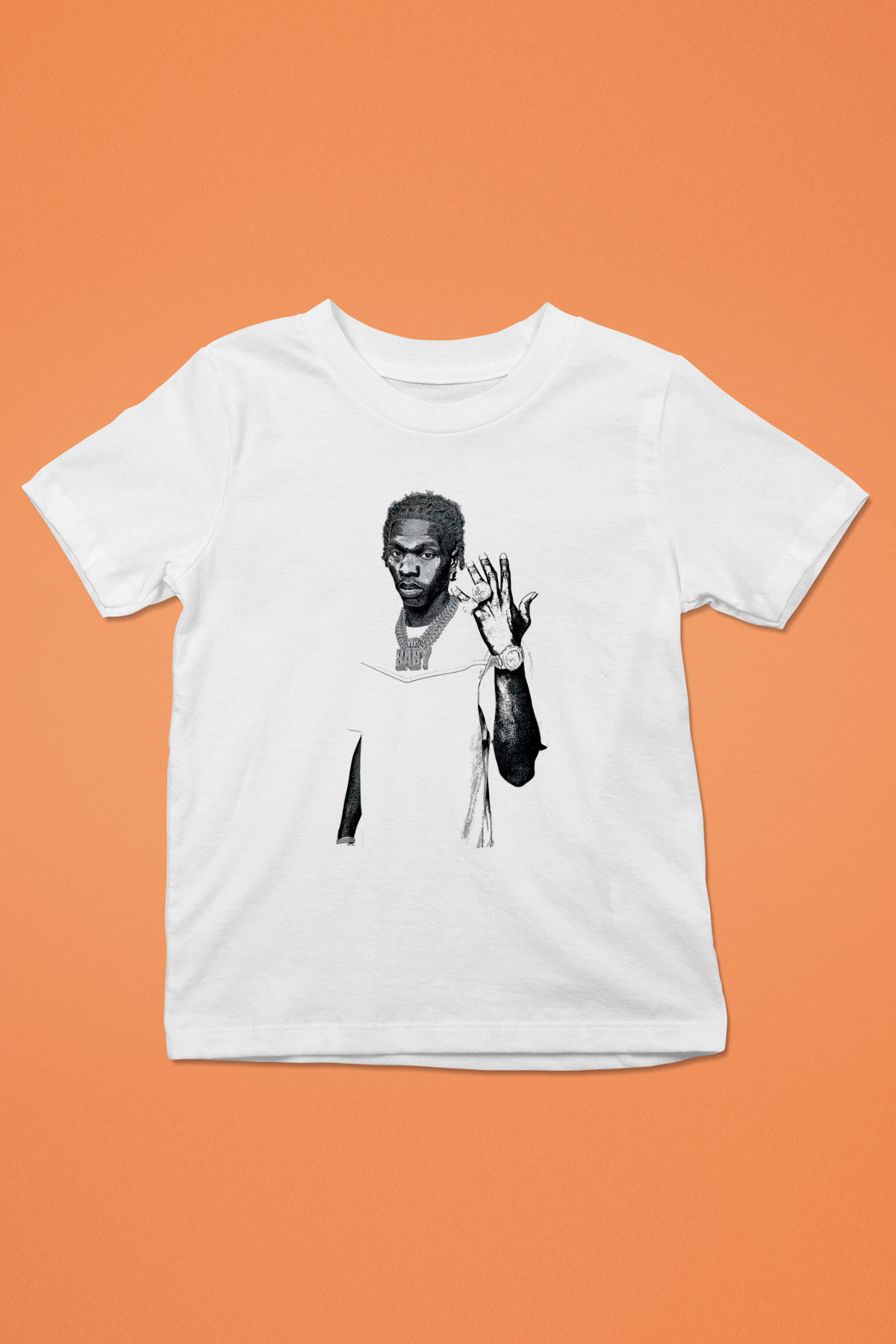 Lil Baby Baskılı Beyaz Unisex Beyaz Çocuk Tişört - Tshirt