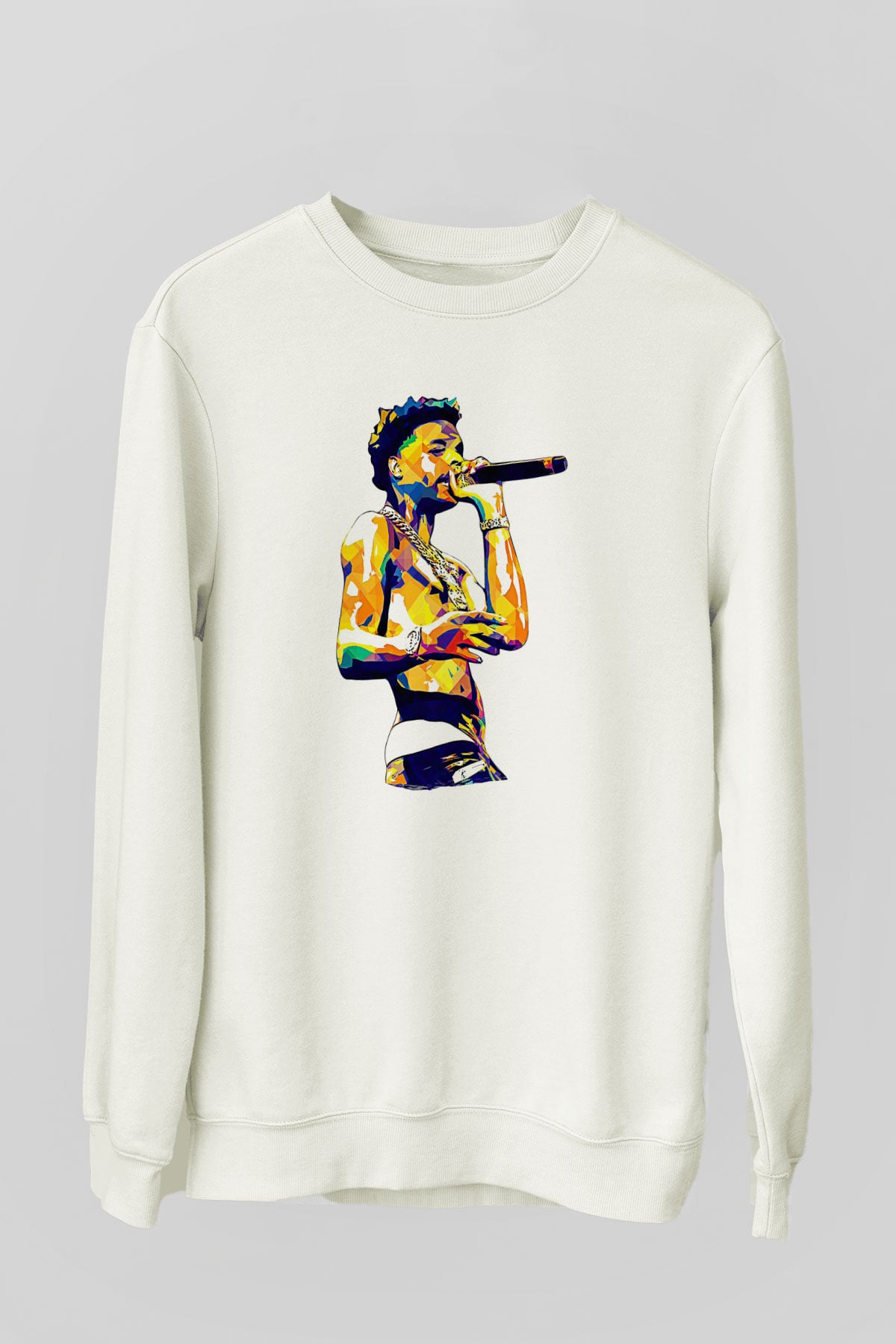 Lil Baby Baskılı Beyaz Unisex Sweatshirt