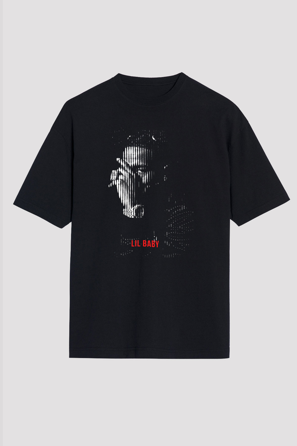 Lil Baby Baskılı Unisex Siyah Oversize Tişört - Tshirt
