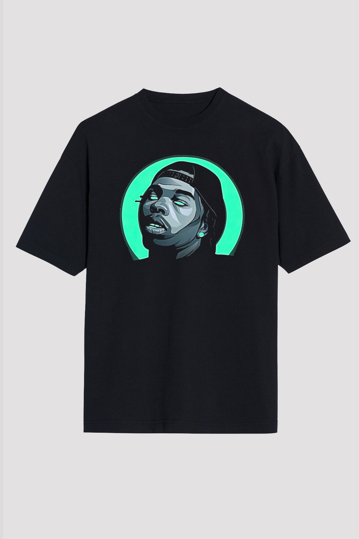 Lil Baby Baskılı Unisex Siyah Oversize Tişört - Tshirt