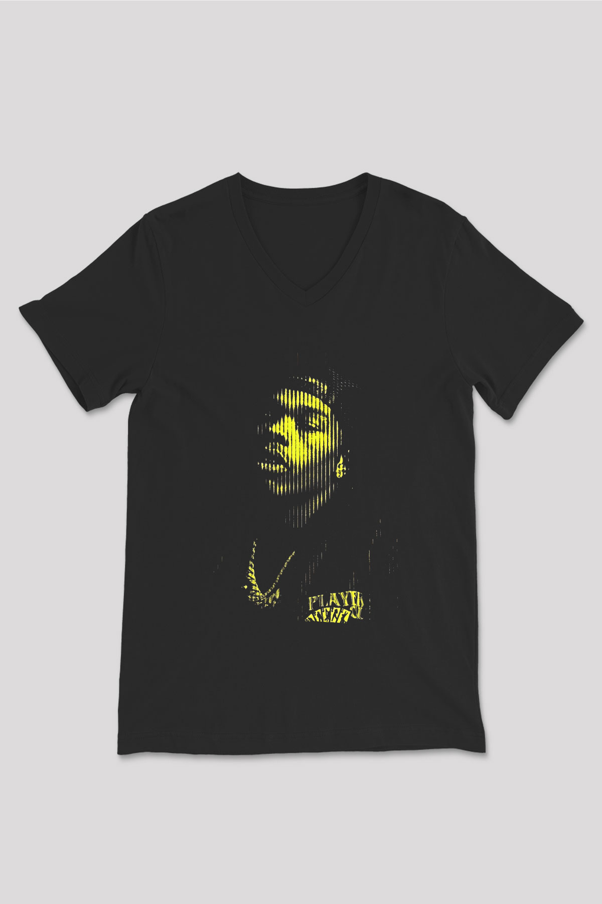 Lil Baby Baskılı Unisex Siyah V Yaka Tişört - Tshirt