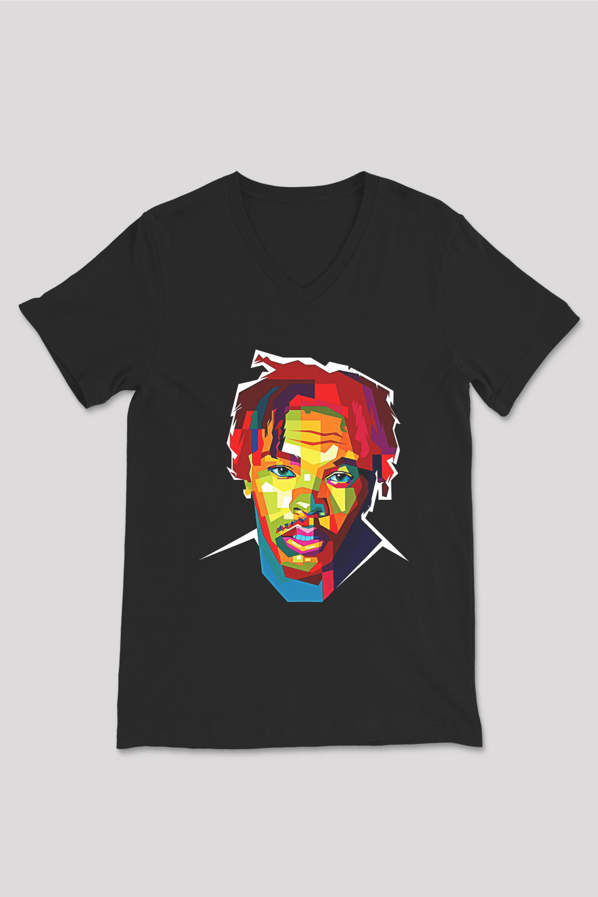 Lil Baby Baskılı Unisex Siyah V Yaka Tişört - Tshirt