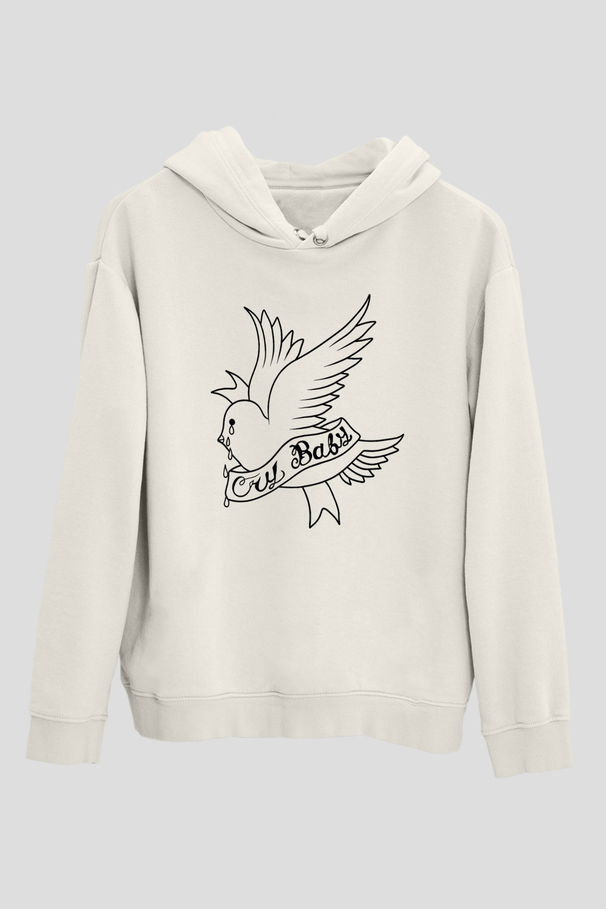 Lil Peep Baskılı Beyaz Unisex Kapüşonlu Sweatshirt