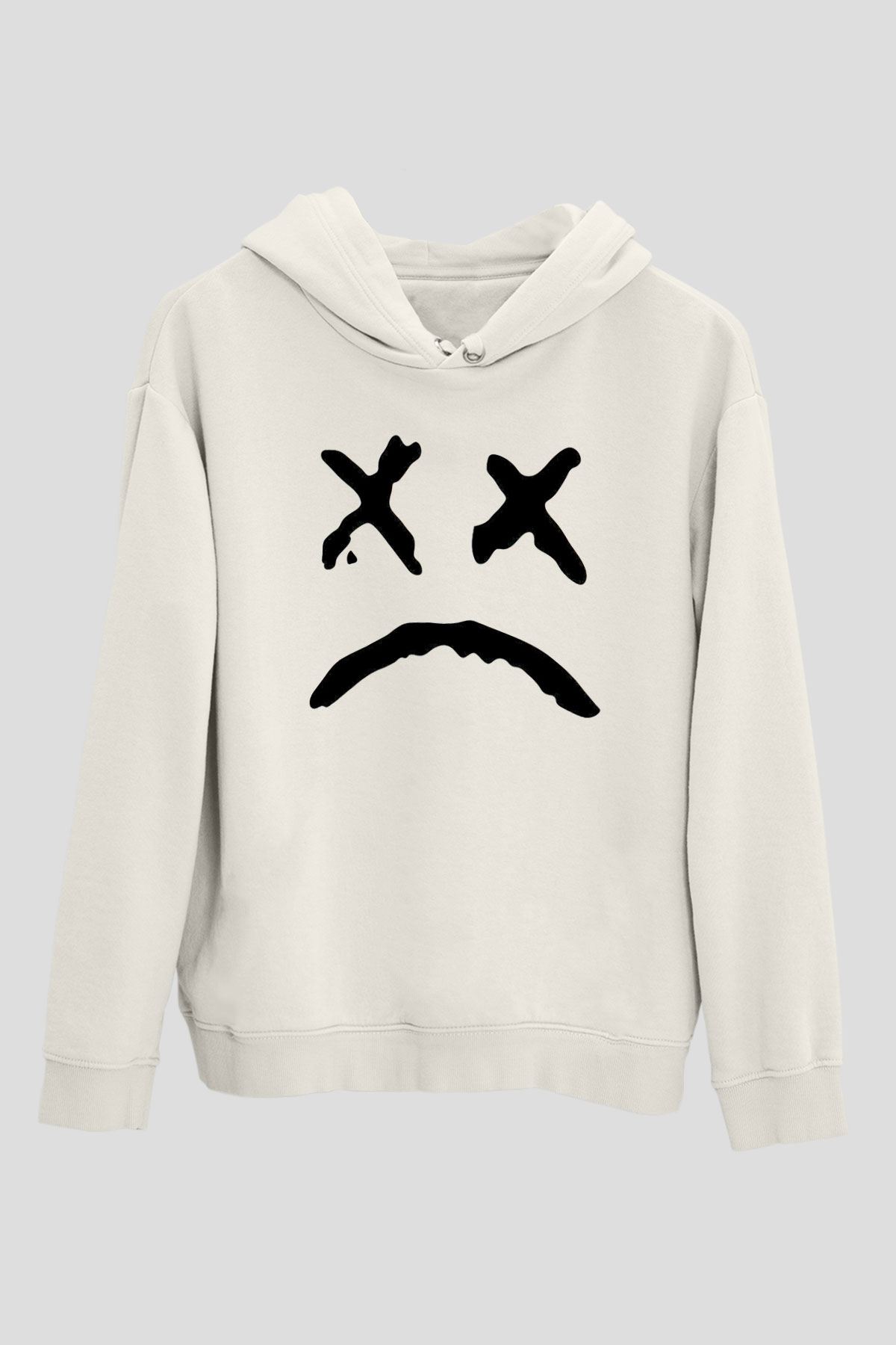 Lil Peep Baskılı Beyaz Unisex Kapüşonlu Sweatshirt