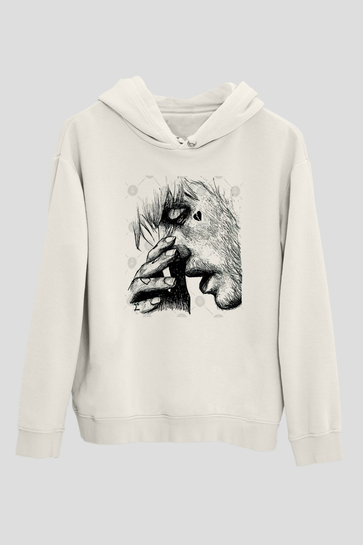 Lil Peep Baskılı Beyaz Unisex Kapüşonlu Sweatshirt