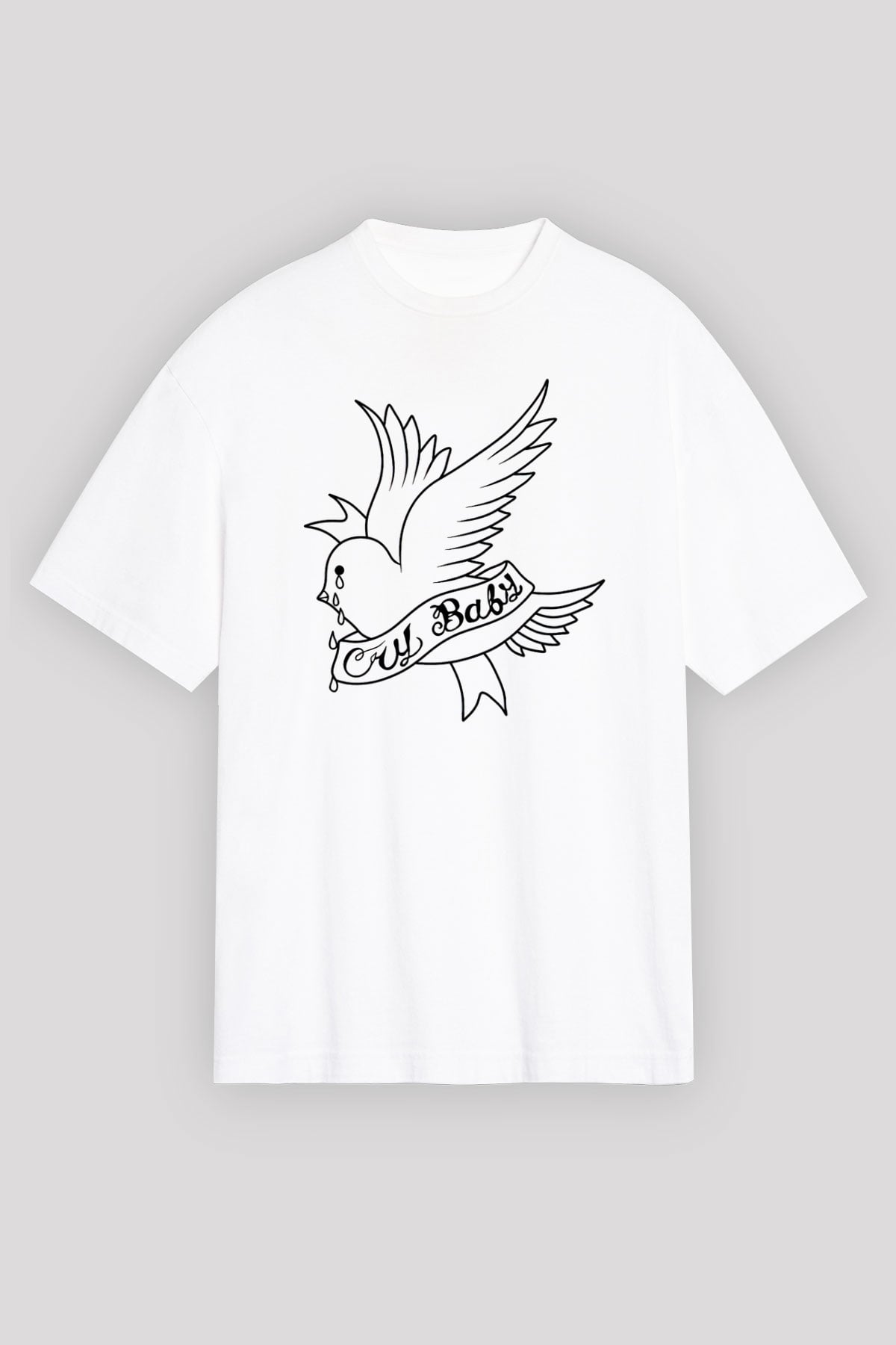 Lil Peep Baskılı Beyaz Unisex Oversize Tişört - Tshirt