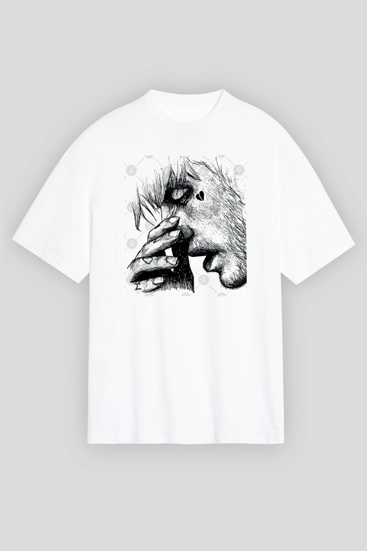 Lil Peep Baskılı Beyaz Unisex Oversize Tişört - Tshirt