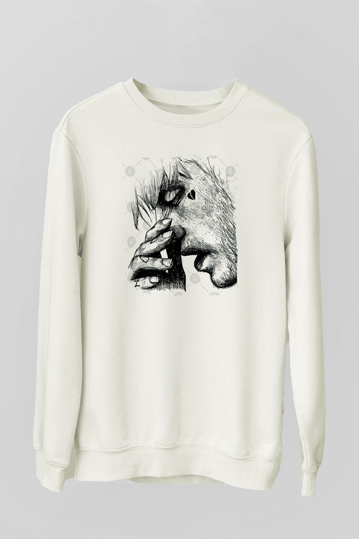 Lil Peep Baskılı Beyaz Unisex Sweatshirt