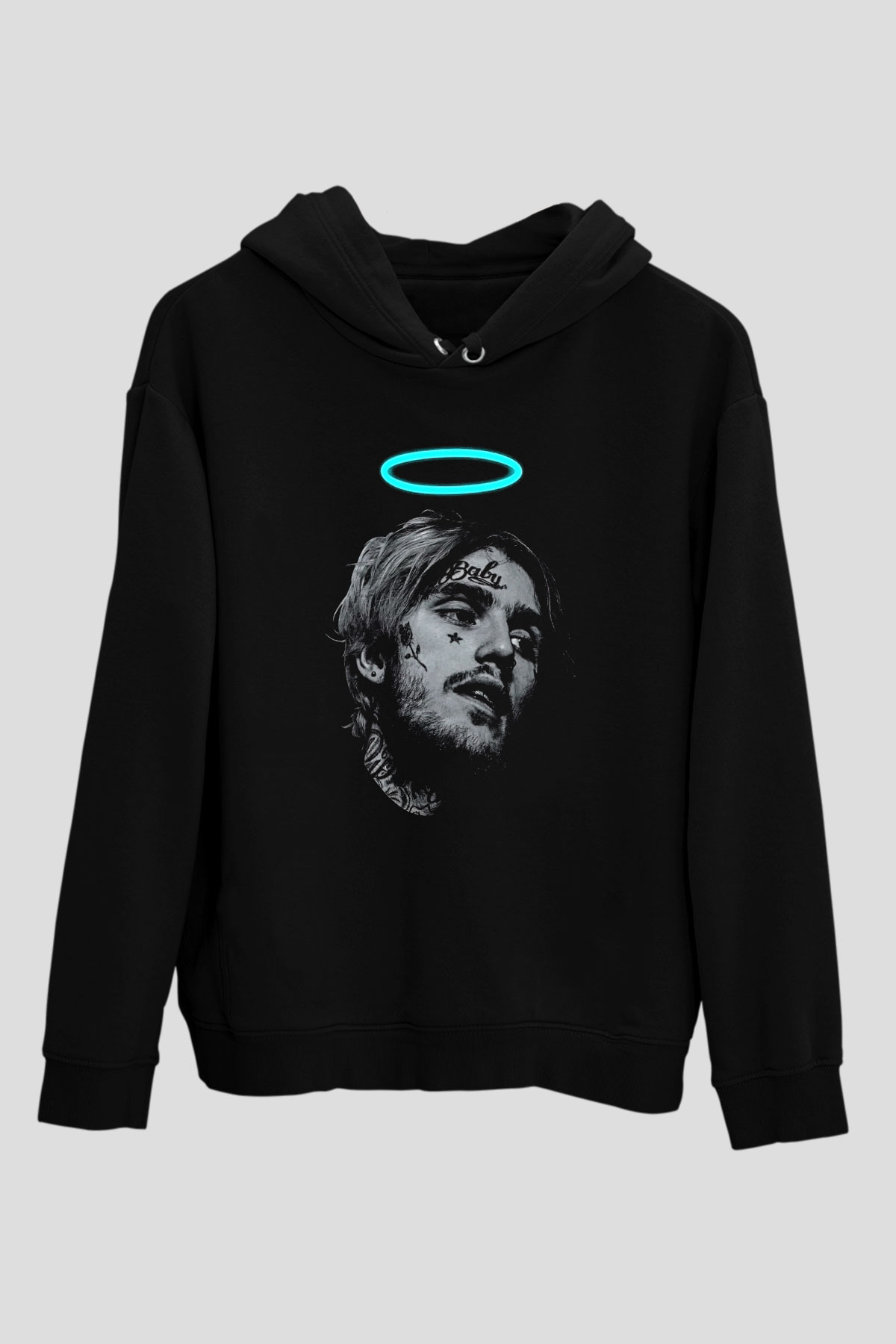 Lil Peep Baskılı Unisex Siyah Hoodie