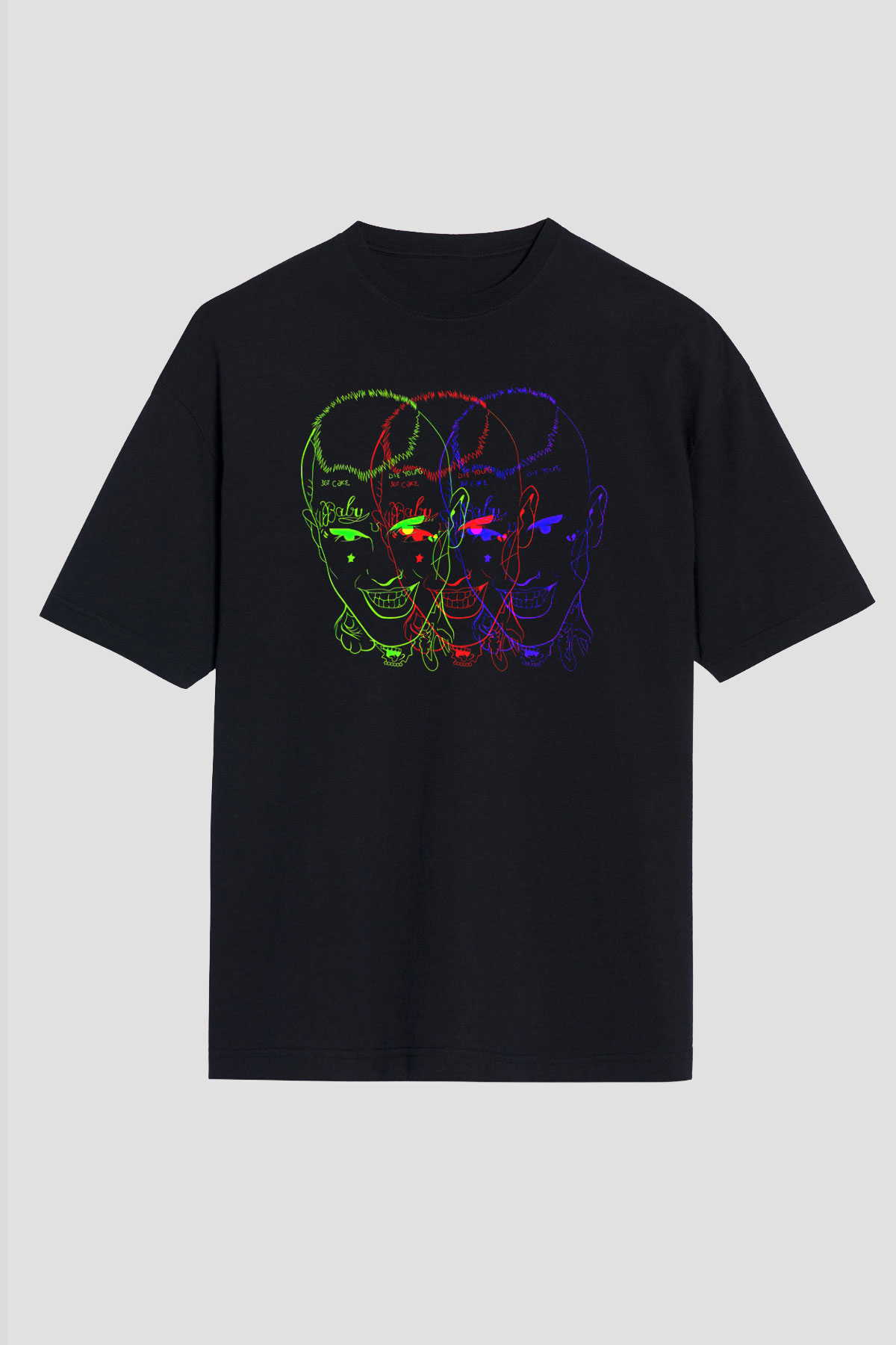Lil Peep Baskılı Unisex Siyah Oversize Tişört - Tshirt