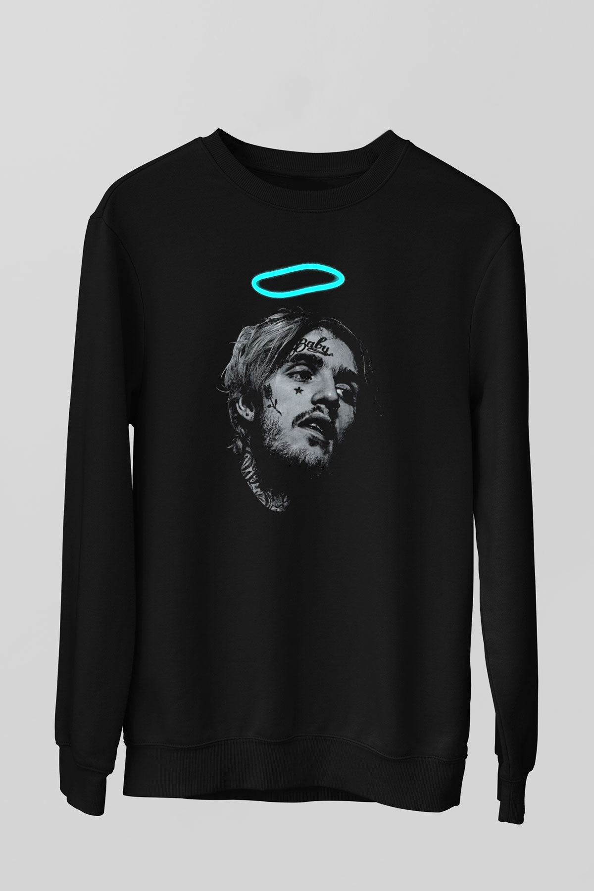 Lil Peep Baskılı Unisex Siyah Sweatshirt