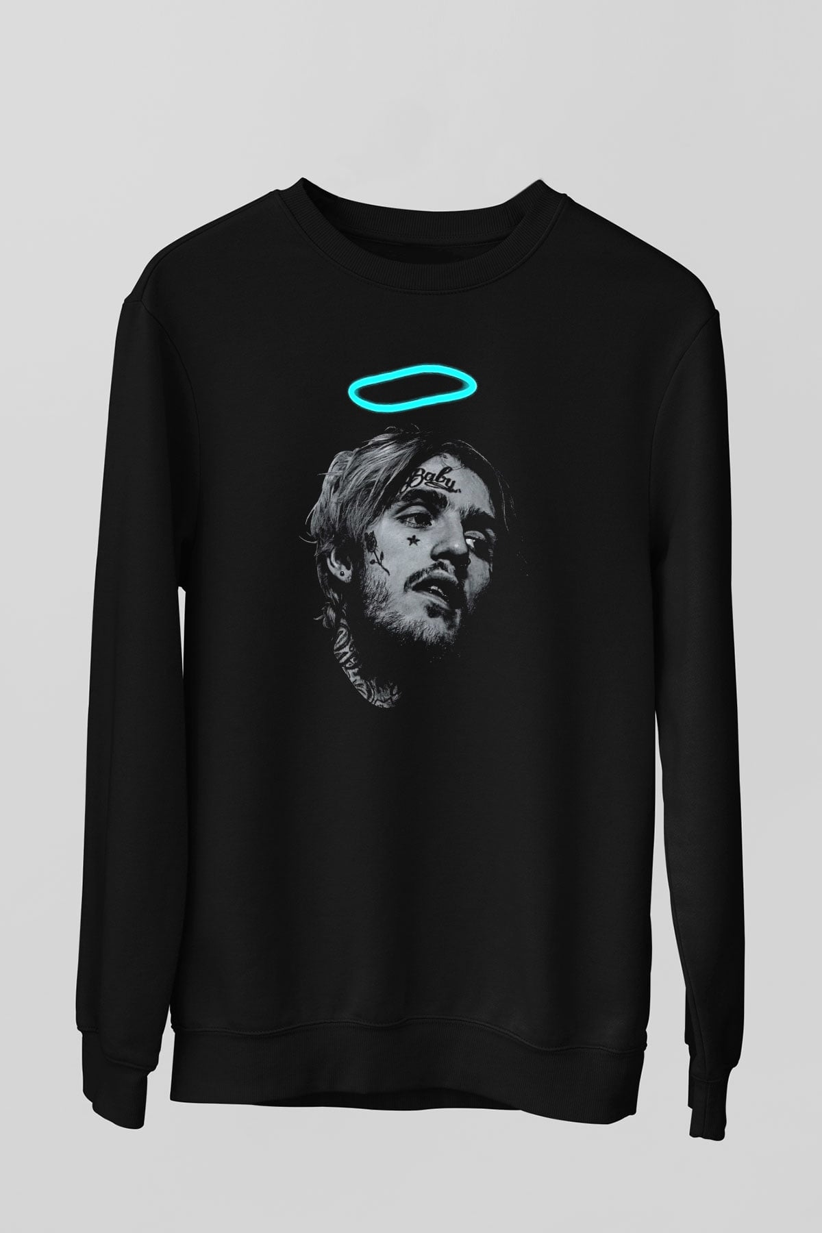 Lil Peep Baskılı Unisex Siyah Sweatshirt