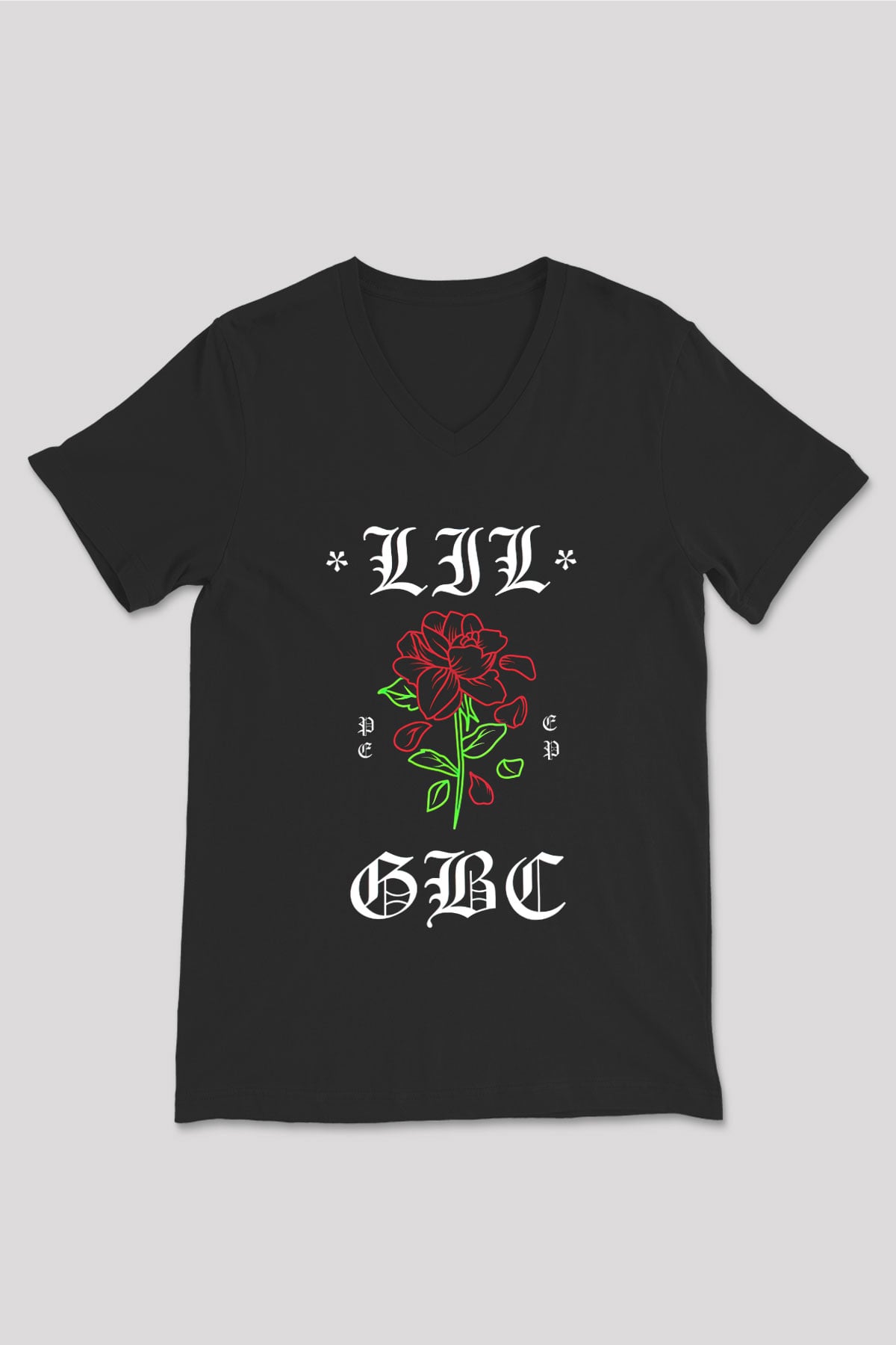 Lil Peep Baskılı Unisex Siyah V Yaka Tişört - Tshirt