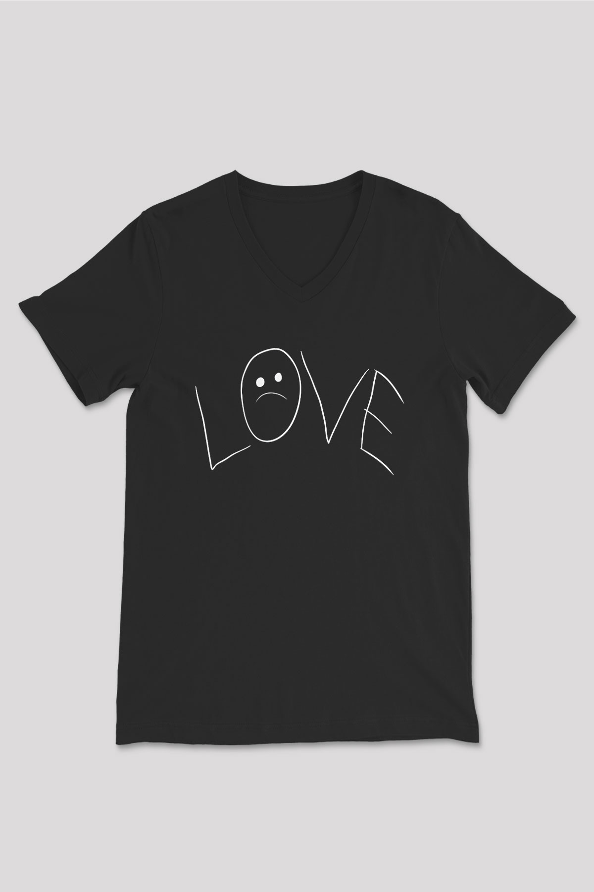 Lil Peep Baskılı Unisex Siyah V Yaka Tişört - Tshirt
