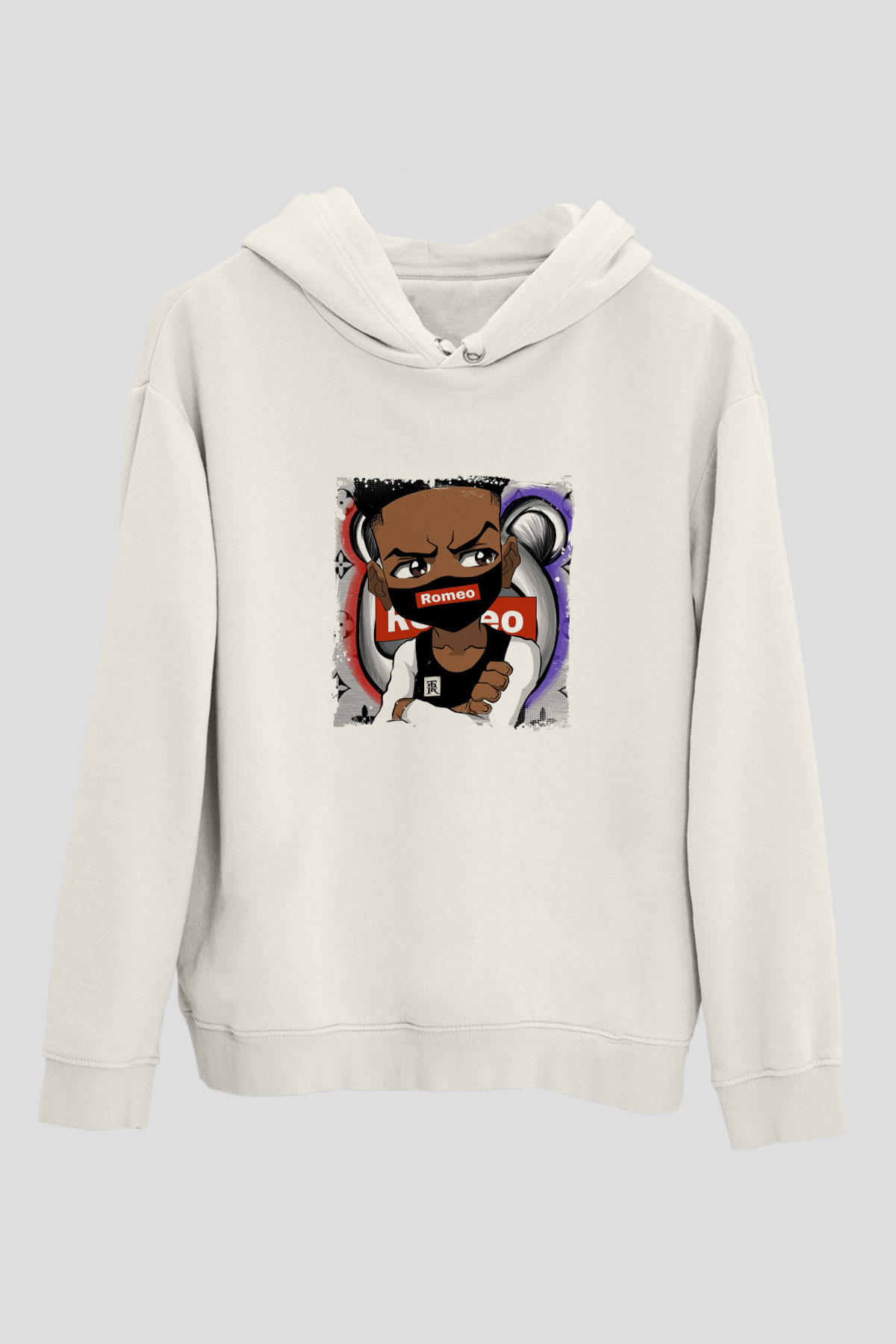 Lil' Romeo Baskılı Unisex Beyaz Kapüşonlu Sweatshirt