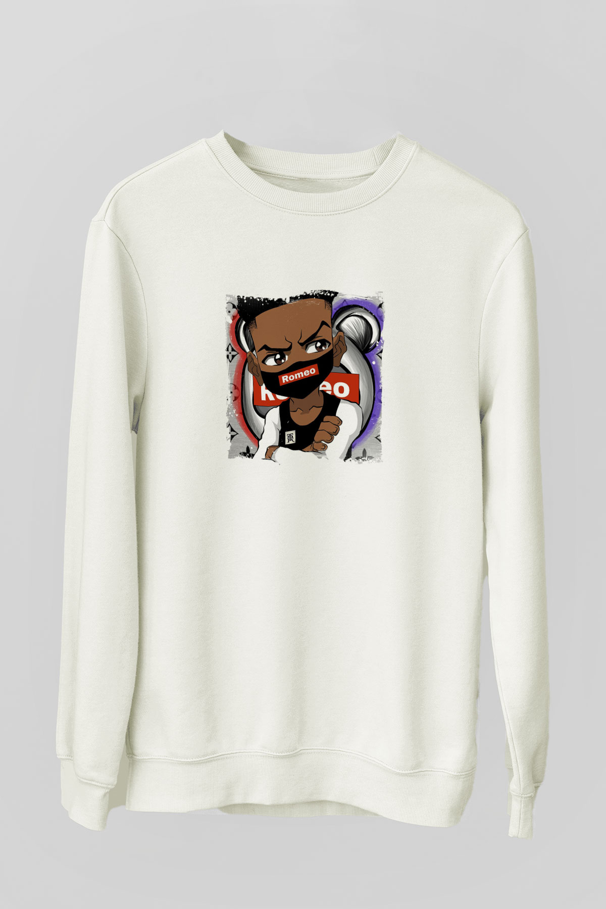 Lil' Romeo Baskılı Unisex Beyaz Sweatshirt