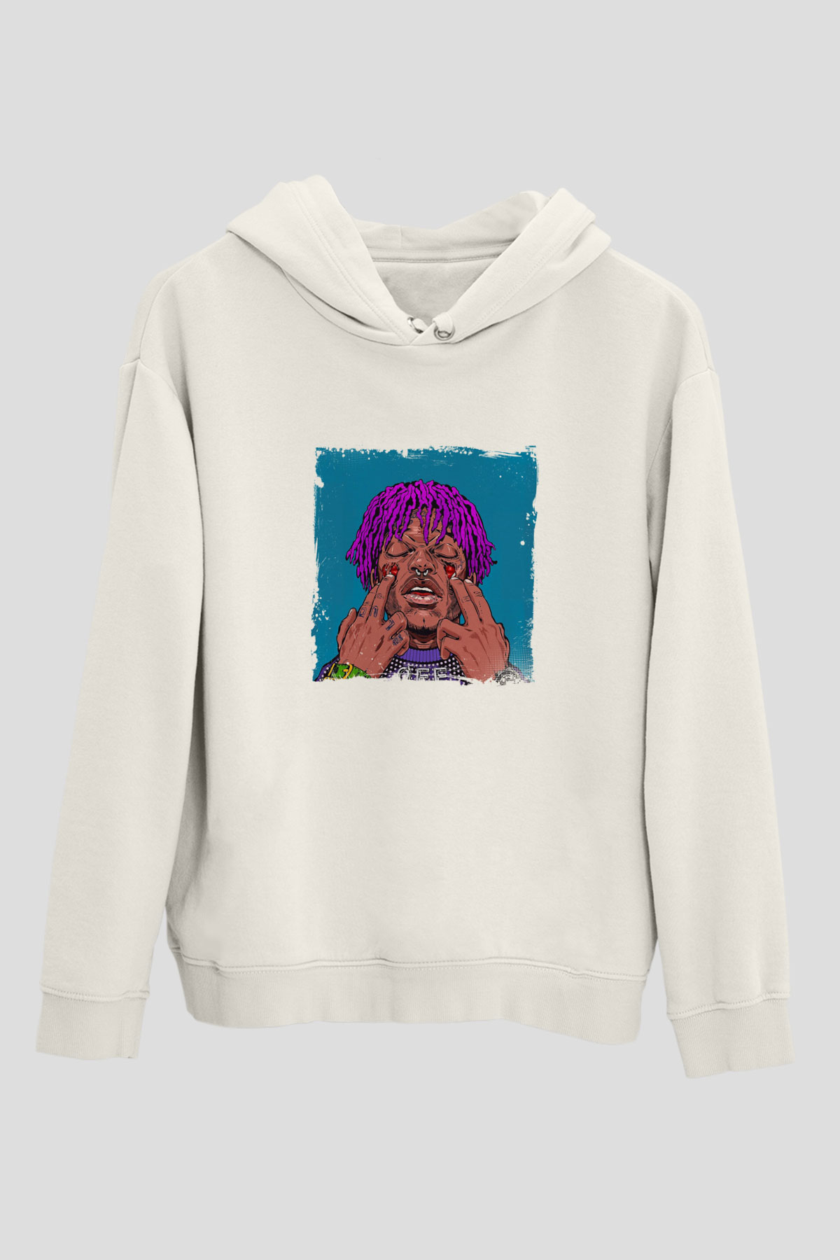 Lil Uzi Vert Baskılı Unisex Beyaz Kapüşonlu Sweatshirt