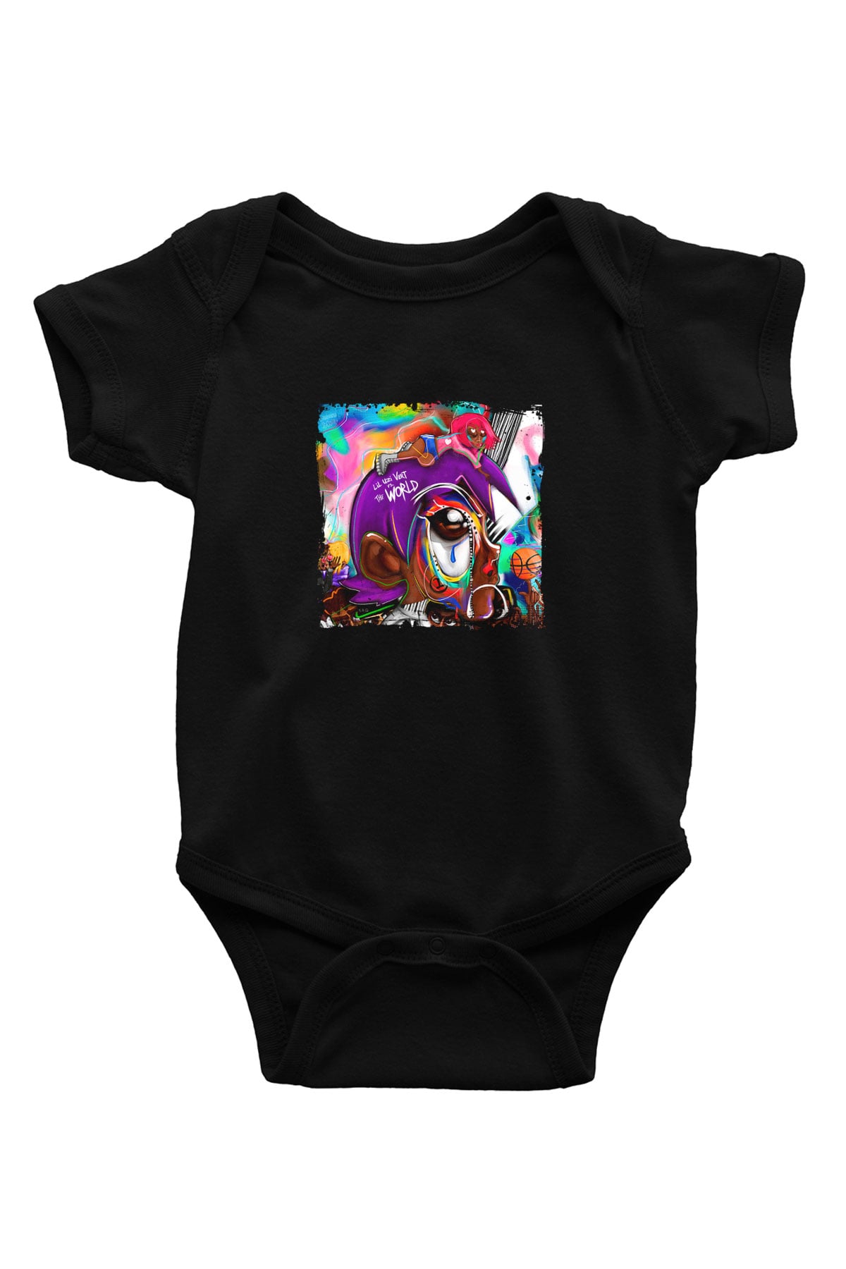 Lil Uzi Vert Baskılı Unisex Siyah Bebek Body - Zıbın
