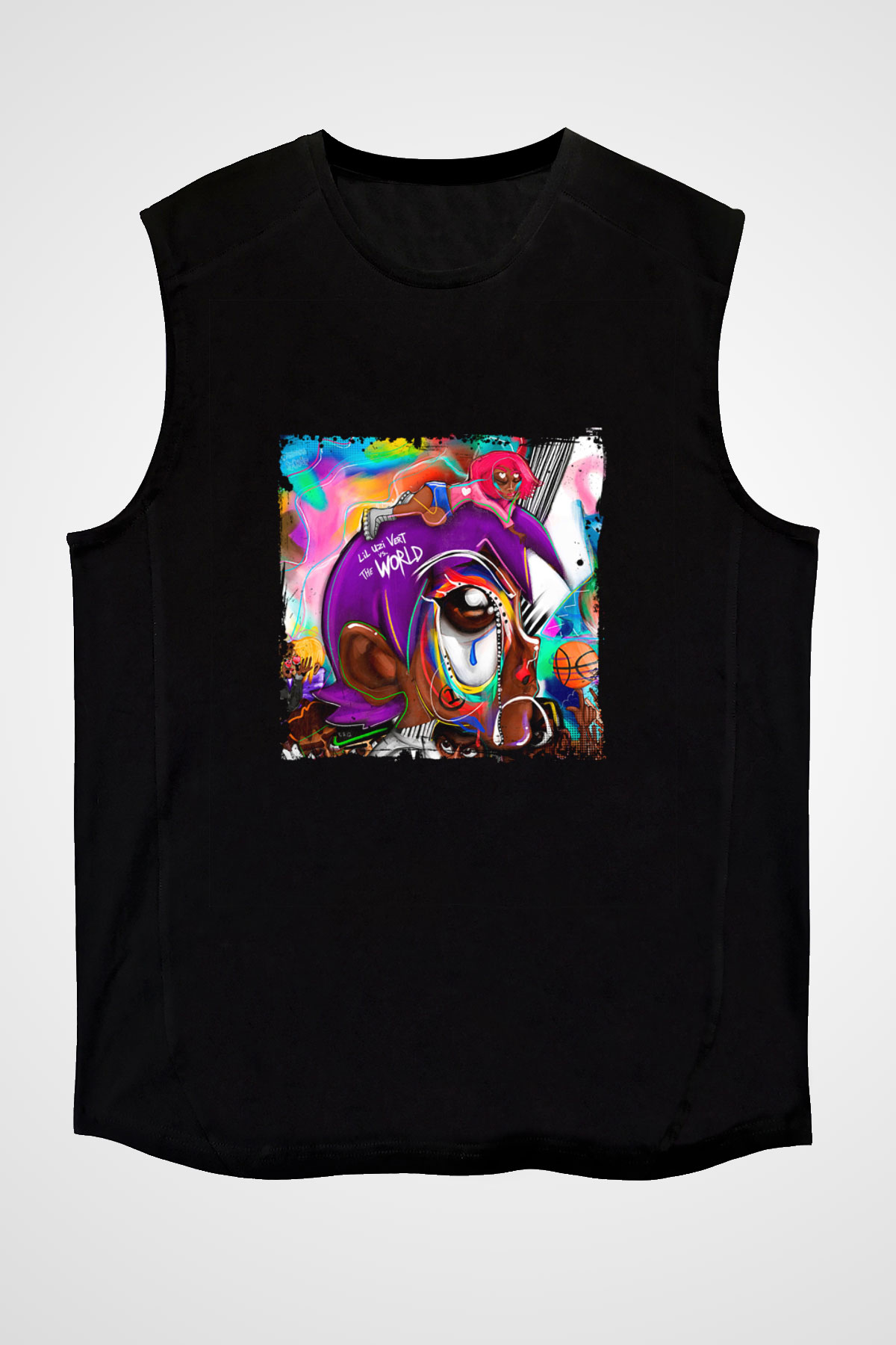 Lil Uzi Vert Baskılı Unisex Siyah Kolsuz Tişört