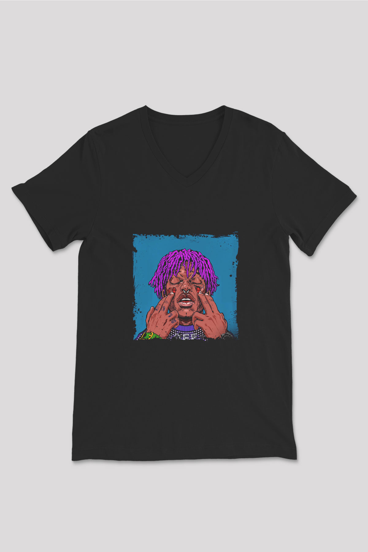 Lil Uzi Vert Baskılı Unisex Siyah V Yaka Tişört