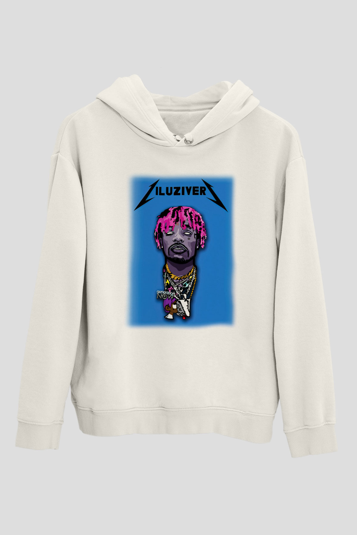Lil Uzi Vert Beyaz Unisex Kapşonlu Sweatshirt