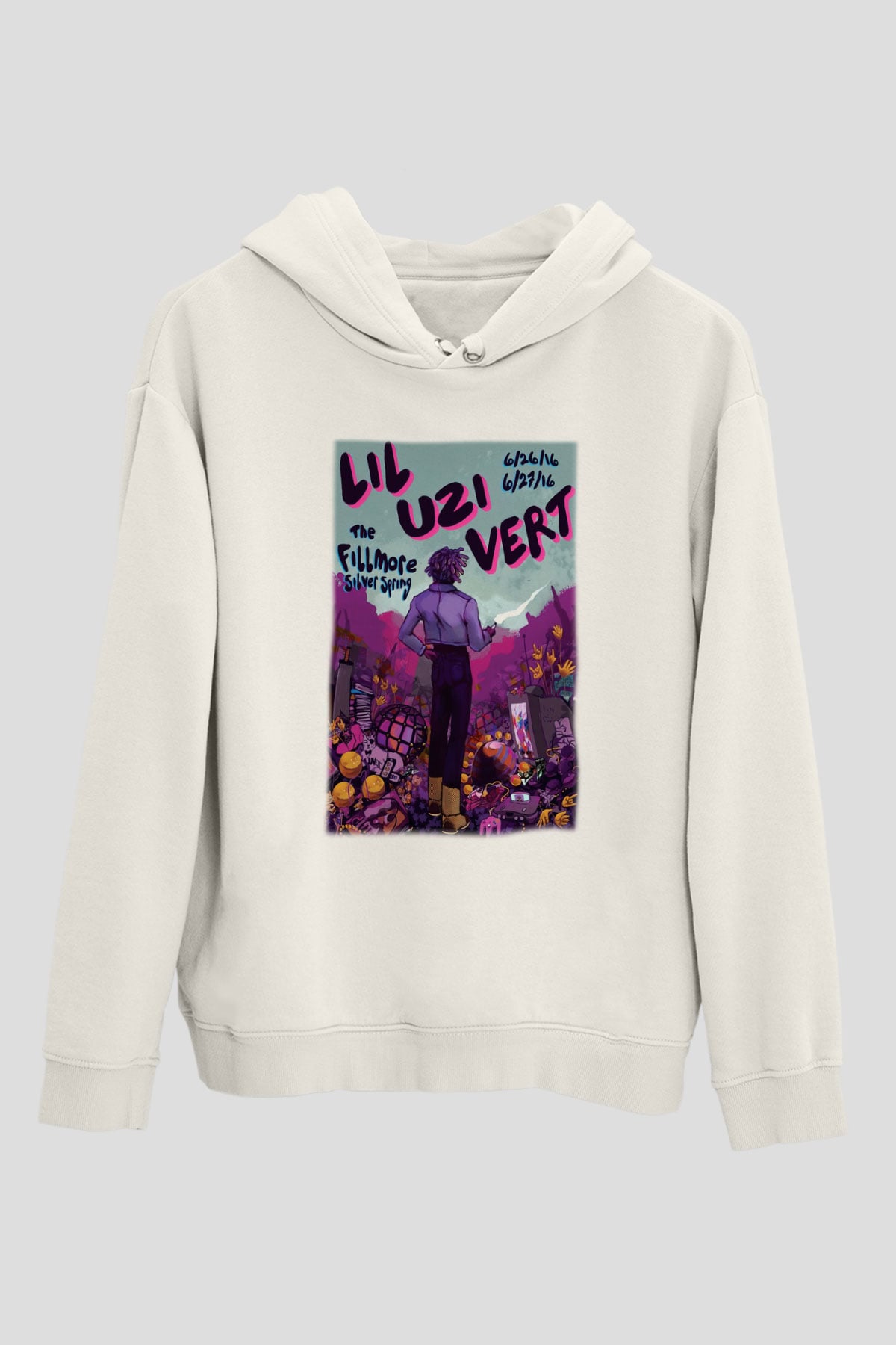 Lil Uzi Vert Beyaz Unisex Kapşonlu Sweatshirt