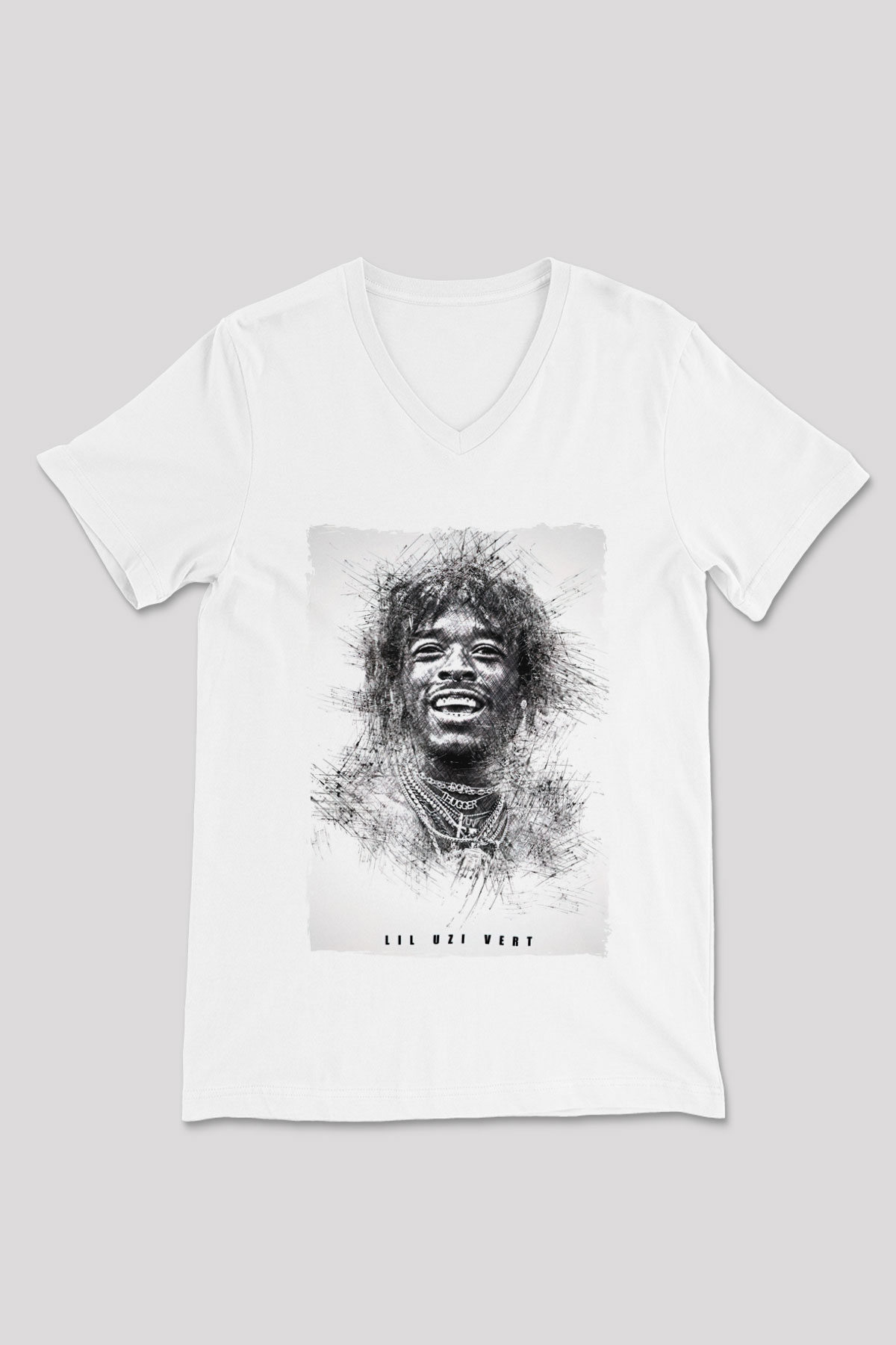 Lil Uzi Vert Beyaz Unisex V Yaka Tişört
