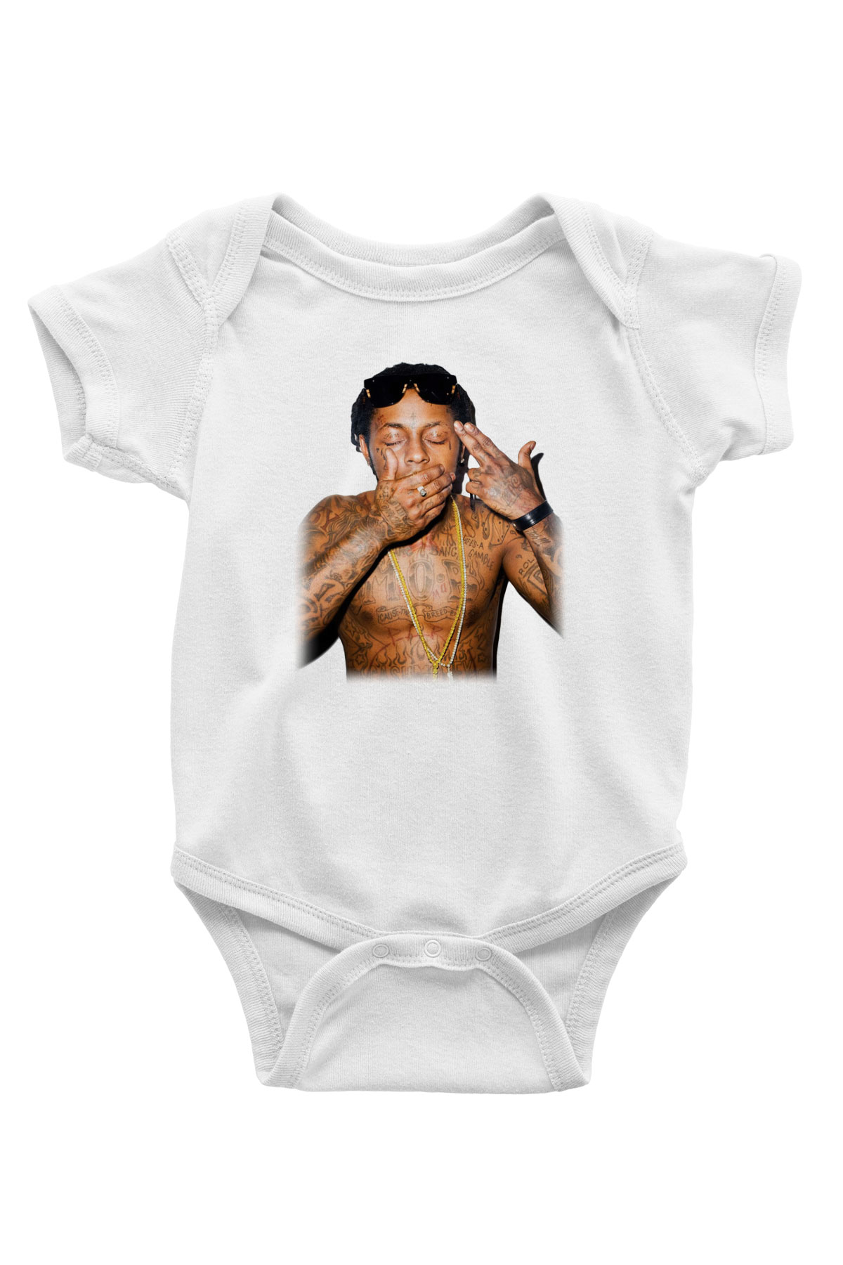 Lil Wayne Baskılı Beyaz Unisex Bebek Body - Zıbın
