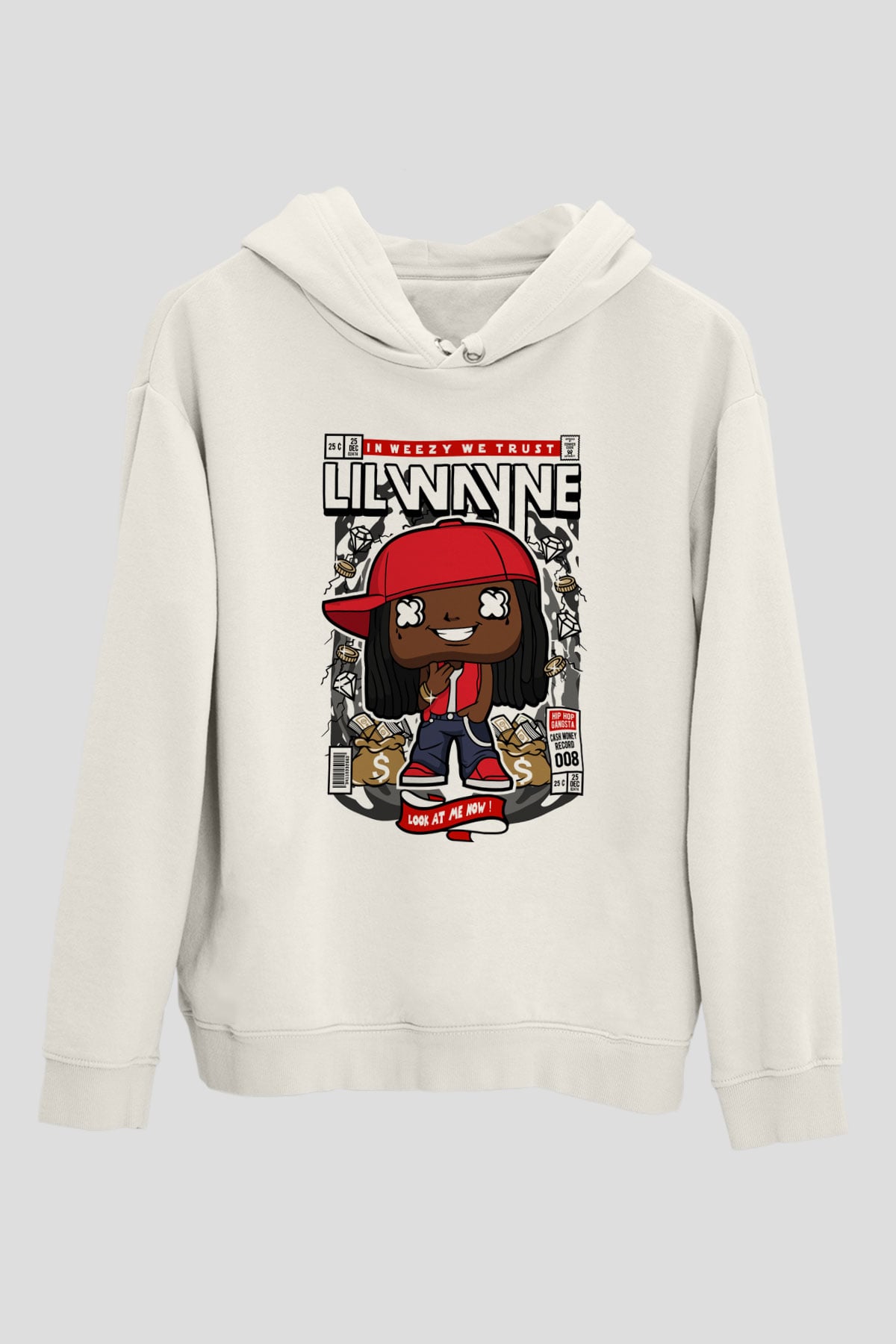Lil Wayne Baskılı Unisex Beyaz Hoodie