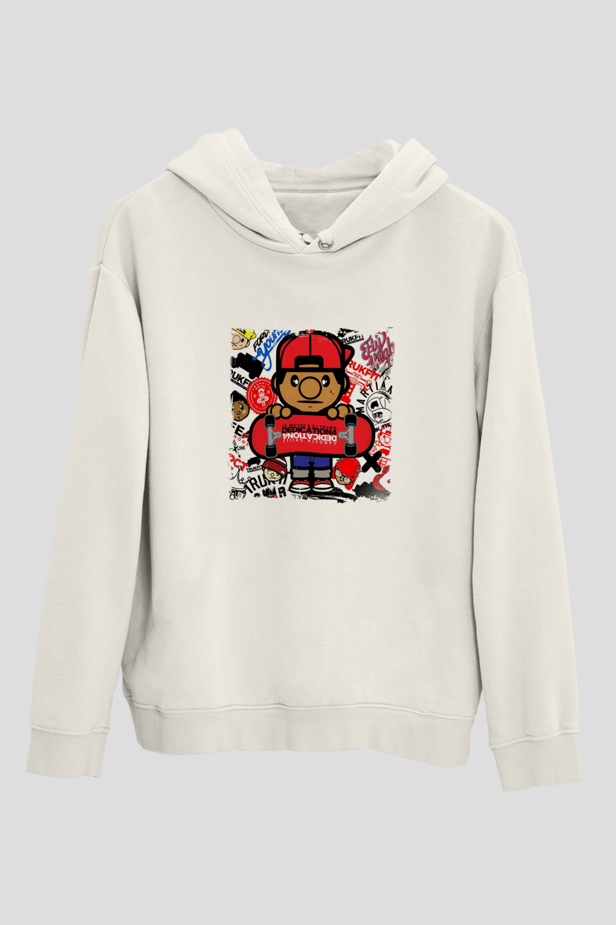 Lil Wayne Baskılı Unisex Beyaz Kapüşonlu Sweatshirt