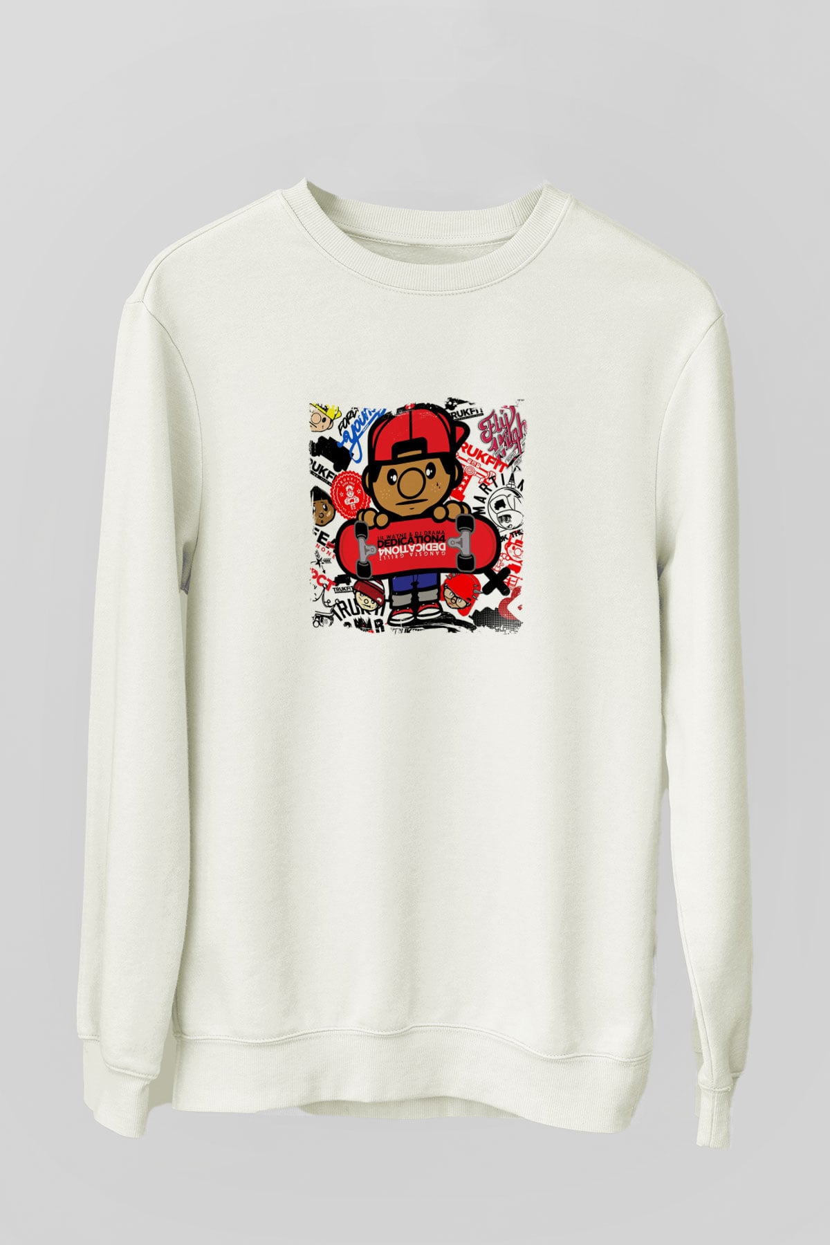 Lil Wayne Baskılı Unisex Beyaz Sweatshirt