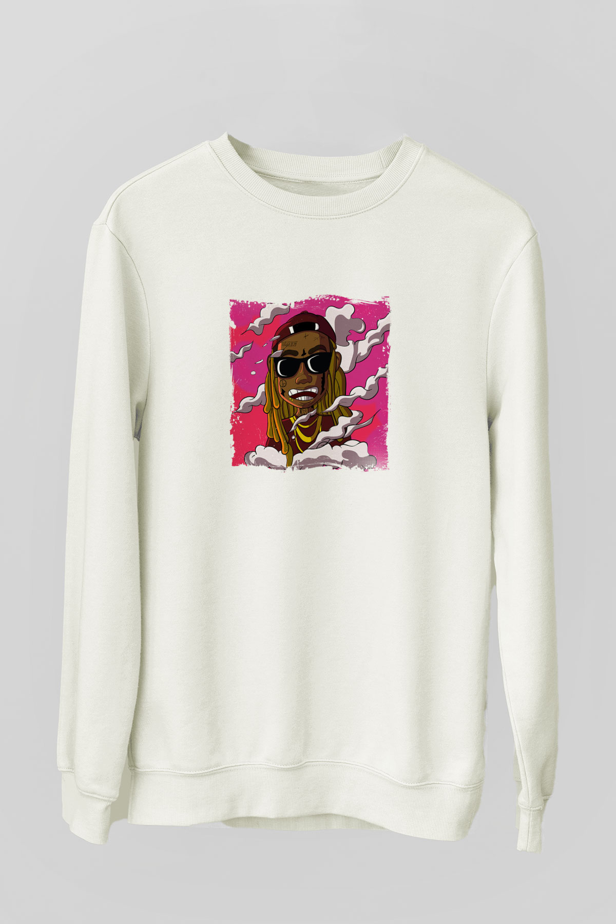 Lil Wayne Baskılı Unisex Beyaz Sweatshirt