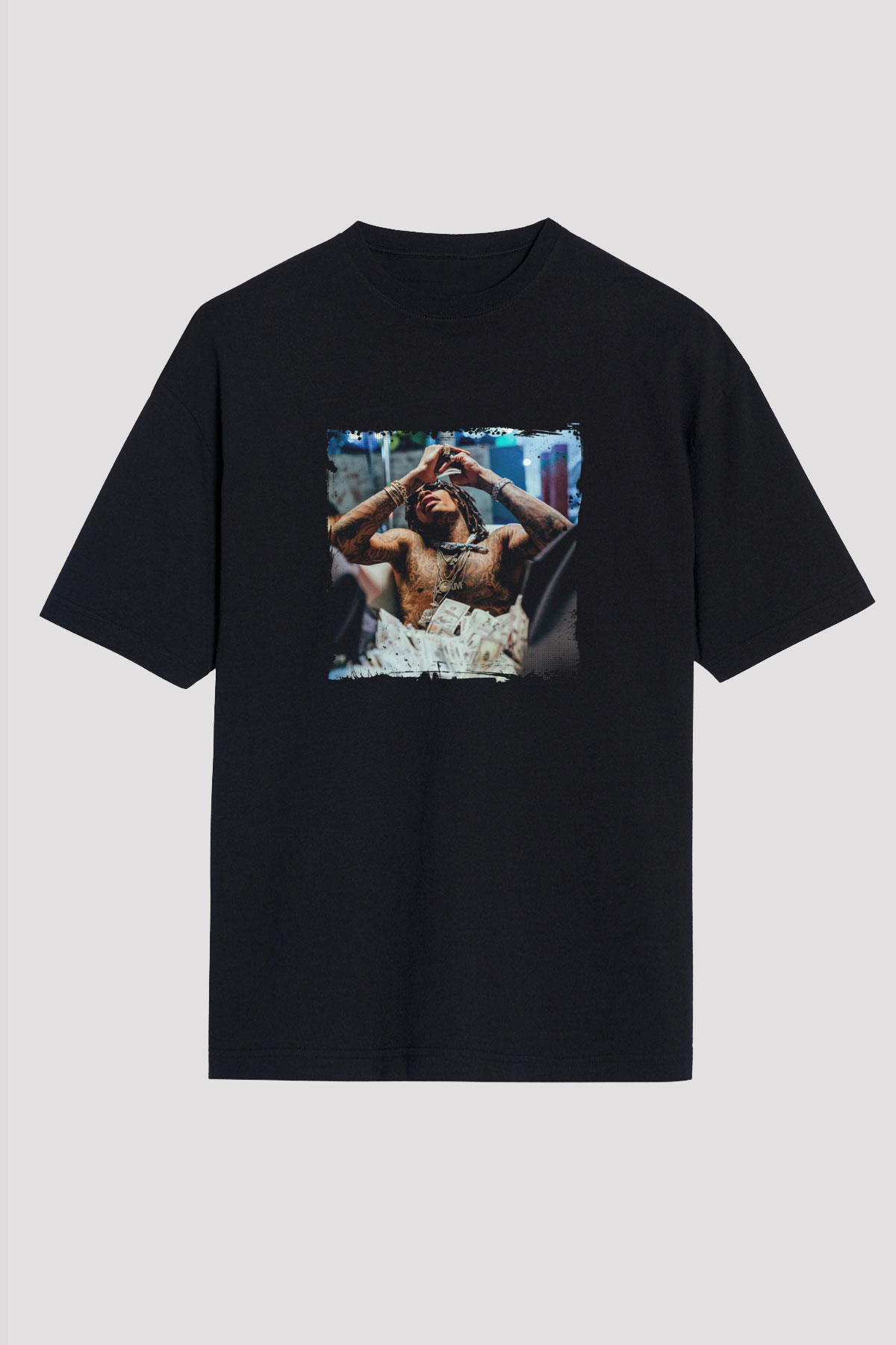 Lil Wayne Baskılı Unisex Oversize Siyah Tişört