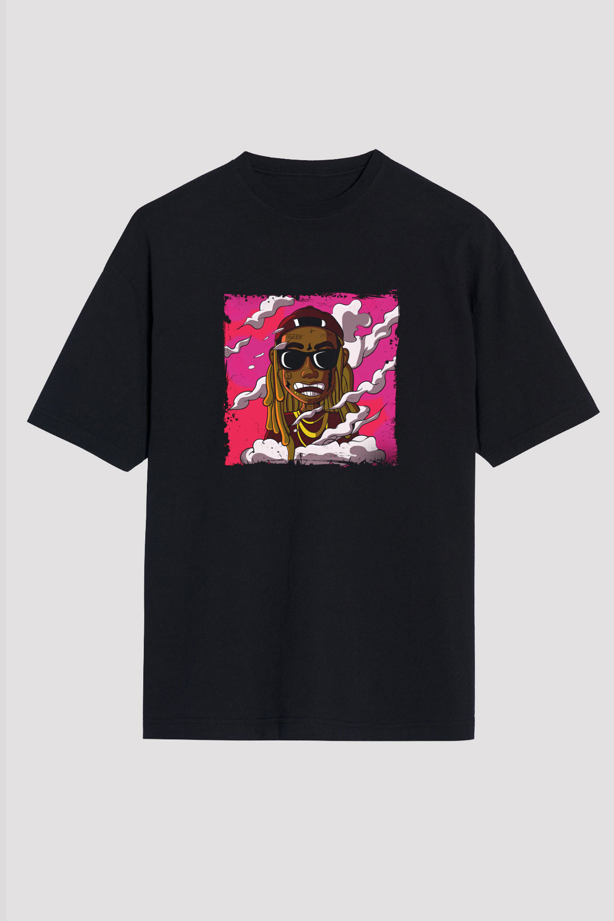 Lil Wayne Baskılı Unisex Oversize Siyah Tişört