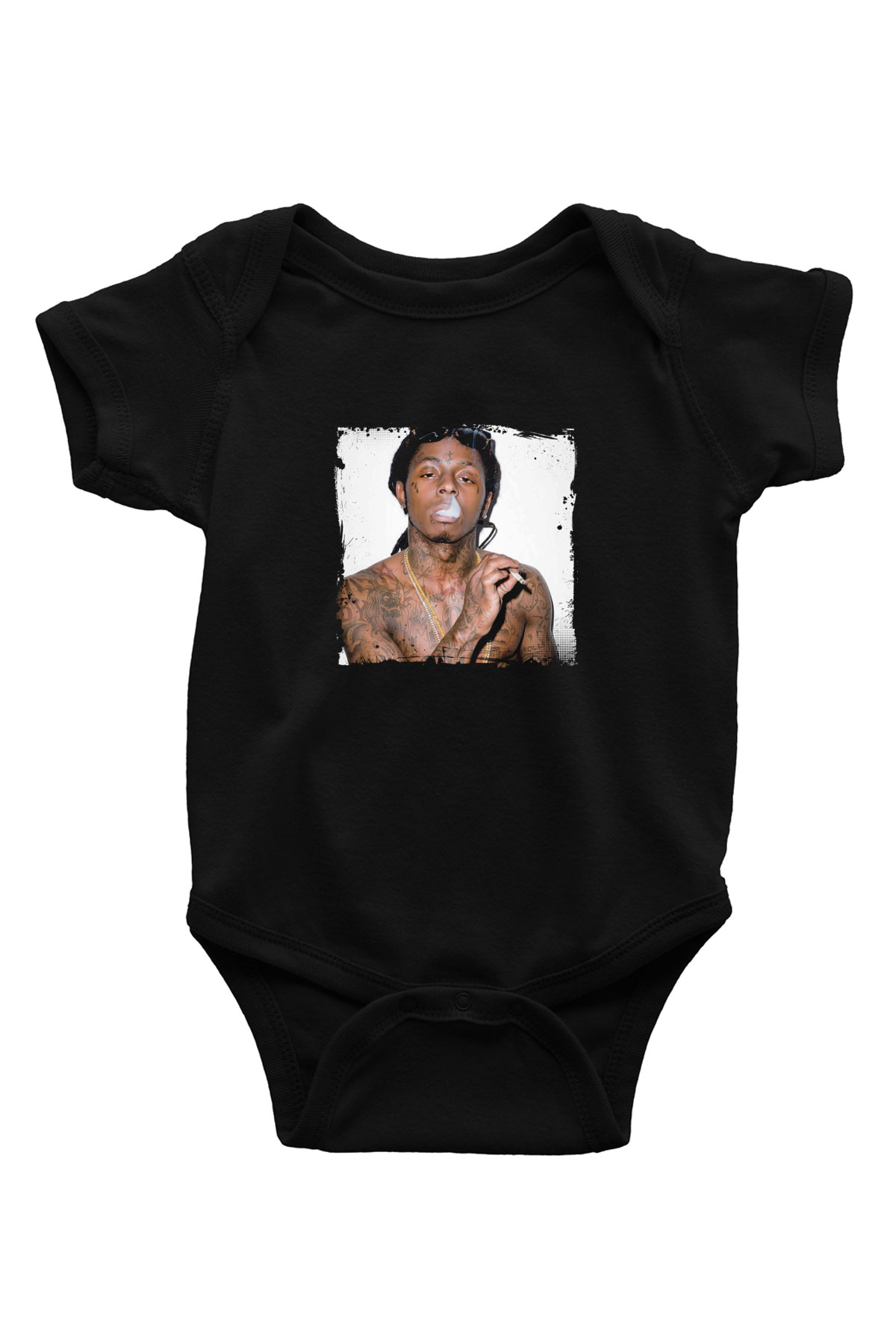 Lil Wayne Baskılı Unisex Siyah Bebek Body - Zıbın