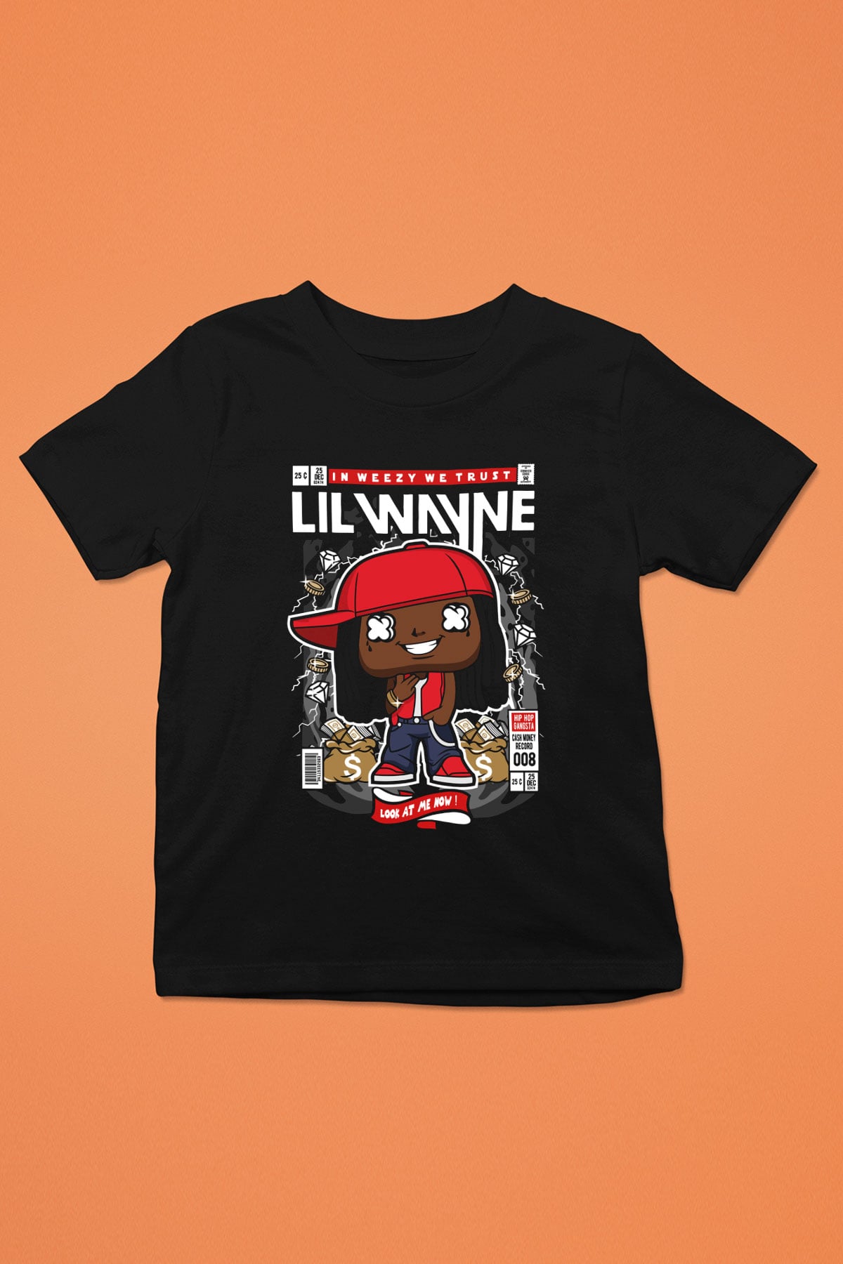 Lil Wayne Baskılı Unisex Siyah Çocuk Tişört