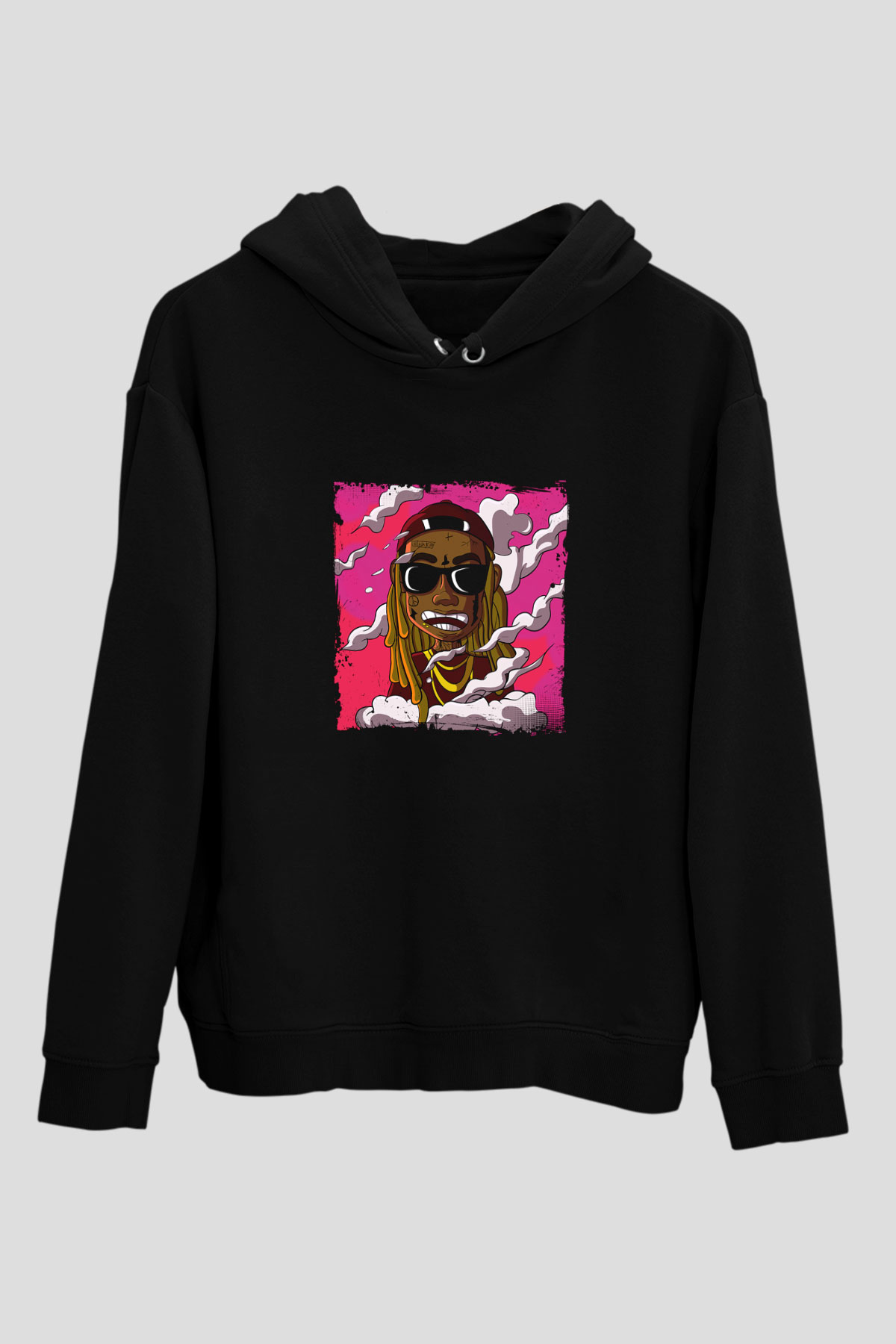 Lil Wayne Baskılı Unisex Siyah Hoodie