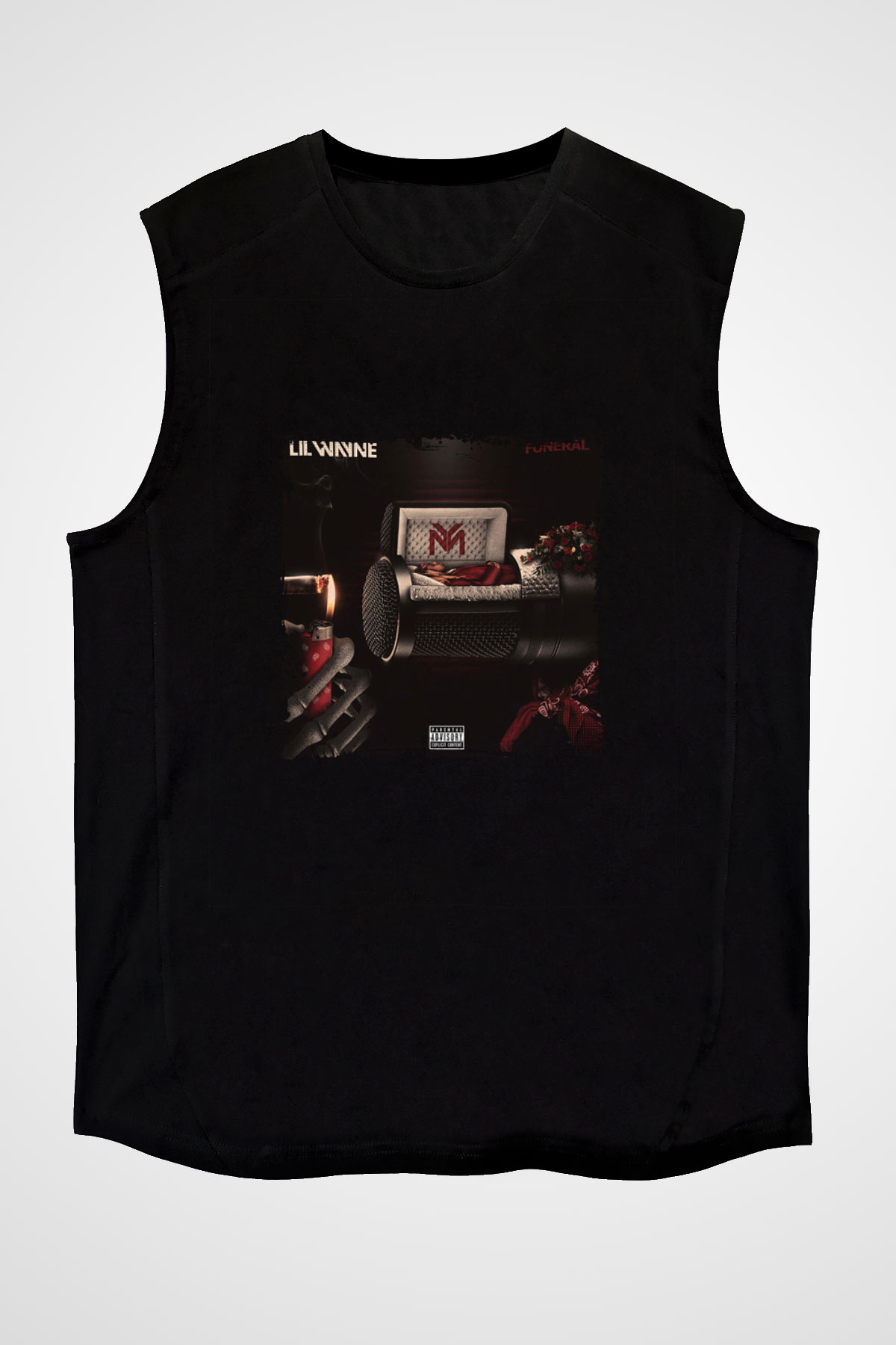 Lil Wayne Baskılı Unisex Siyah Kolsuz Tişört
