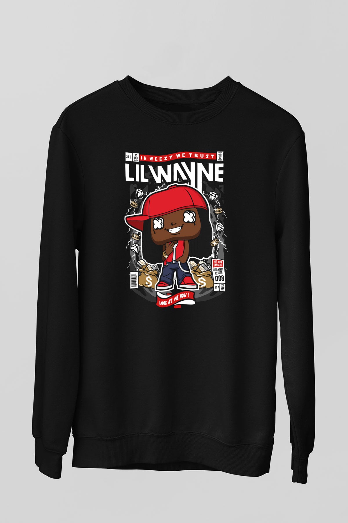 Lil Wayne Baskılı Unisex Siyah Sweatshirt