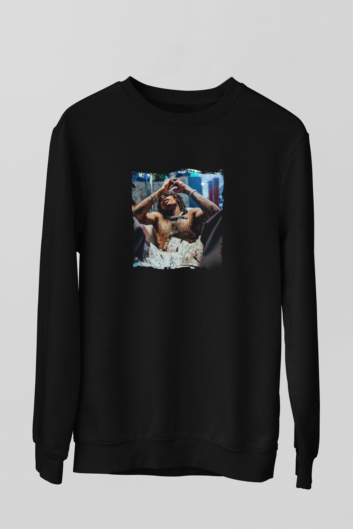 Lil Wayne Baskılı Unisex Siyah Sweatshirt
