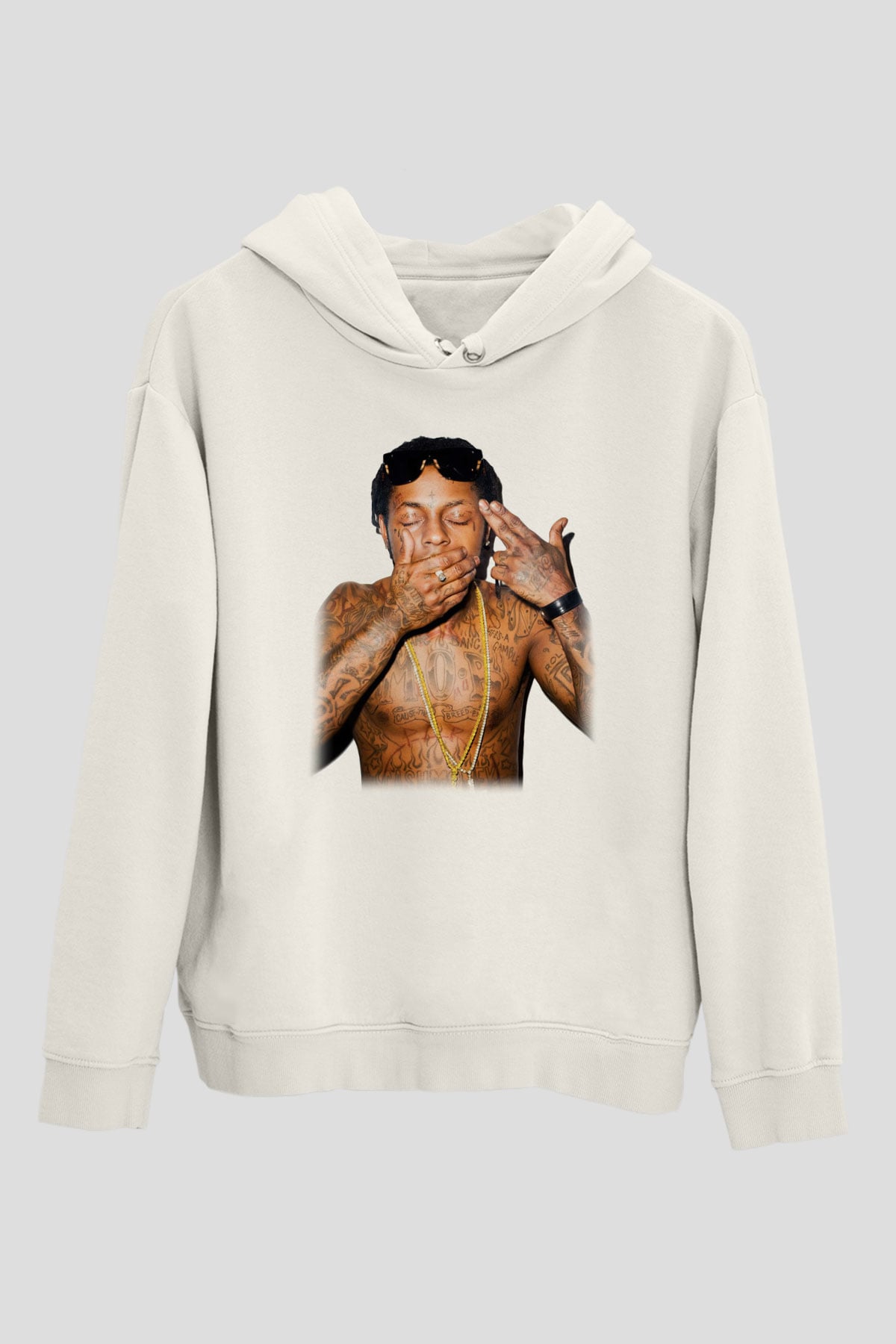 Lil Wayne Beyaz Unisex Kapşonlu Sweatshirt