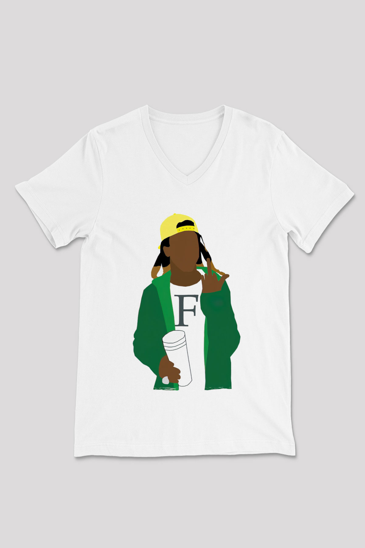 Lil Wayne Beyaz Unisex V Yaka Tişört