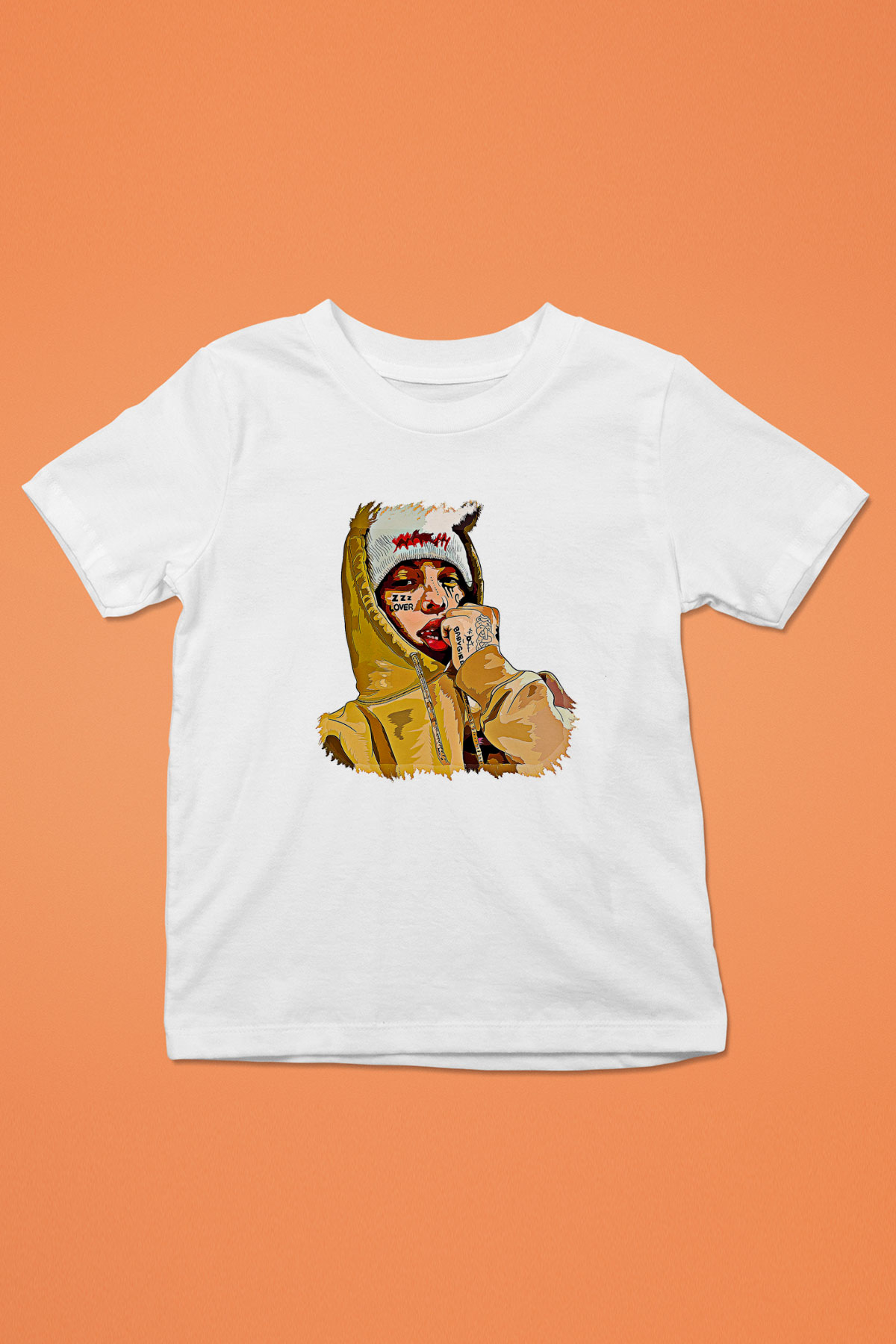 Lil Xan Baskılı Beyaz Unisex Beyaz Çocuk Tişört - Tshirt
