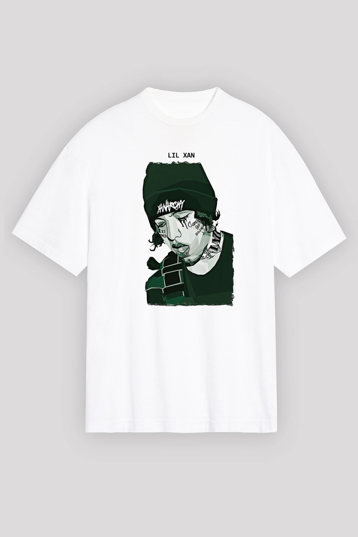 Lil Xan Baskılı Beyaz Unisex Oversize Tişört - Tshirt