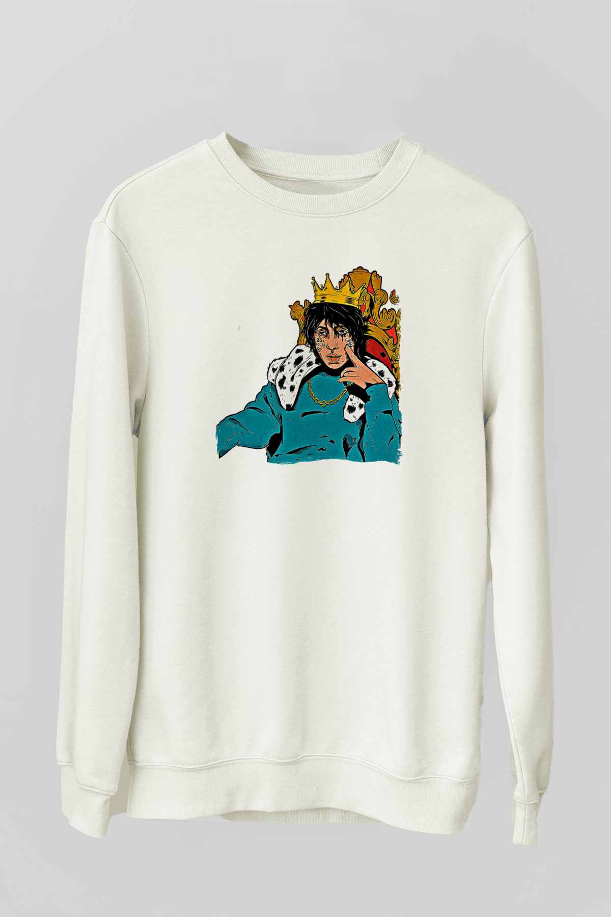 Lil Xan Baskılı Beyaz Unisex Sweatshirt