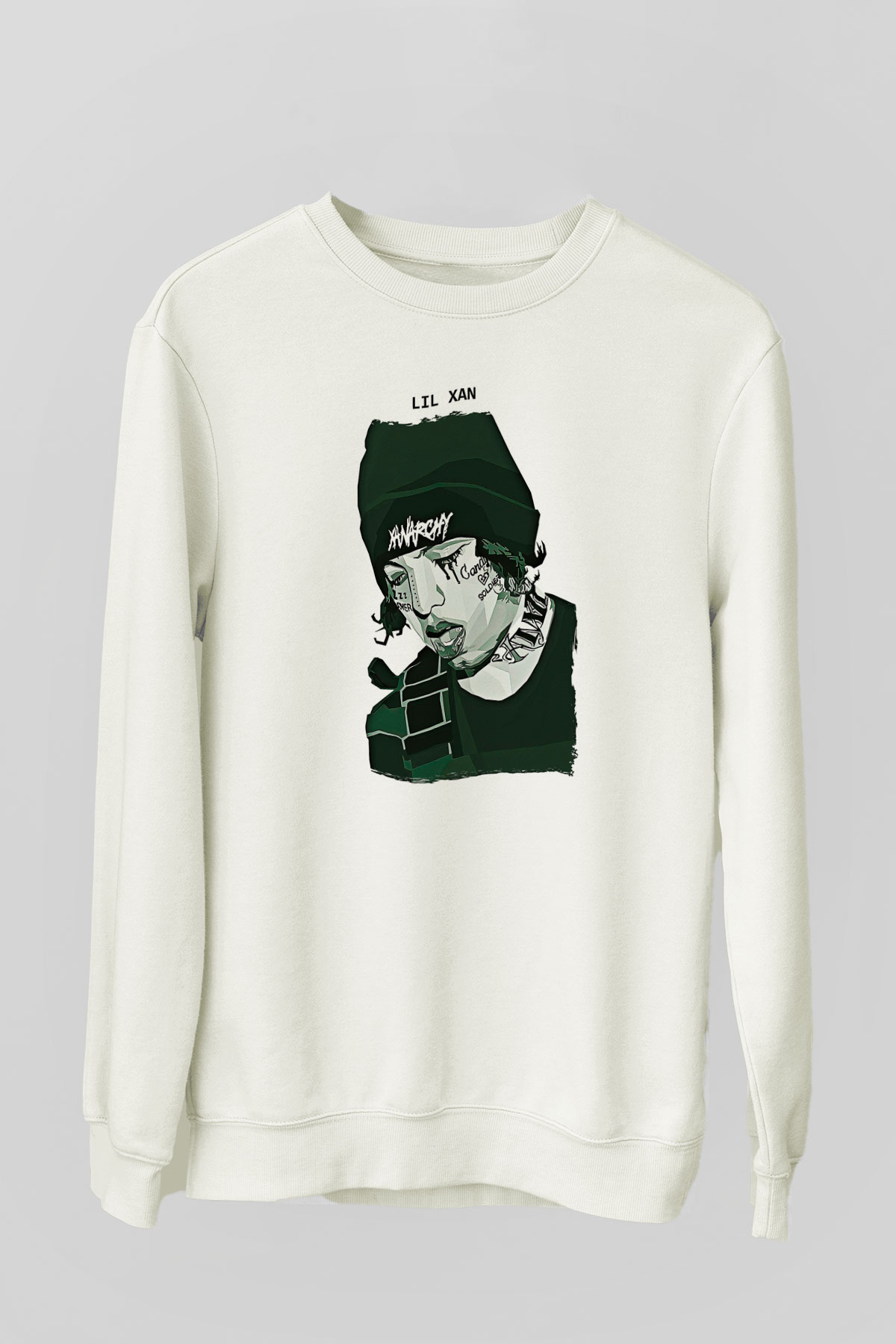 Lil Xan Baskılı Beyaz Unisex Sweatshirt