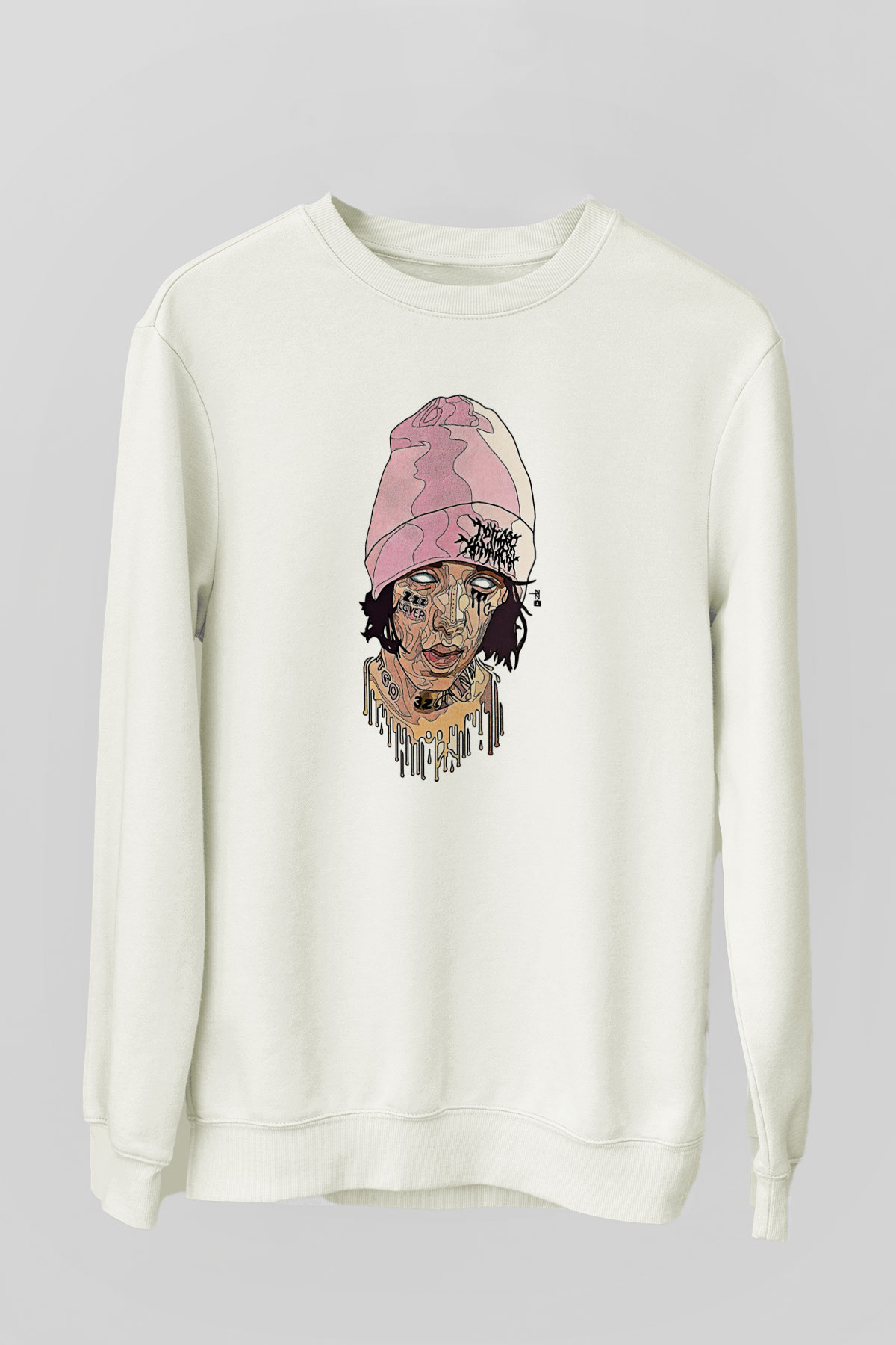 Lil Xan Baskılı Beyaz Unisex Sweatshirt
