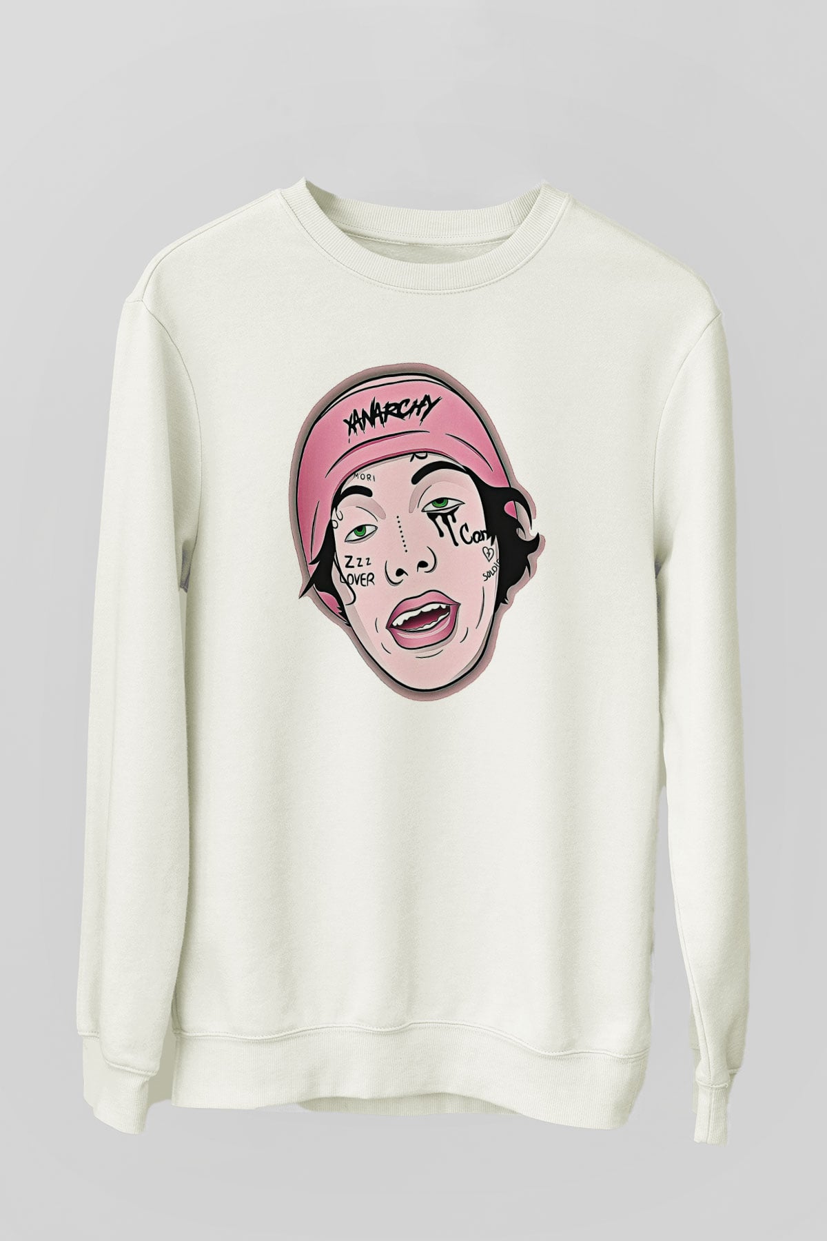 Lil Xan Baskılı Beyaz Unisex Sweatshirt